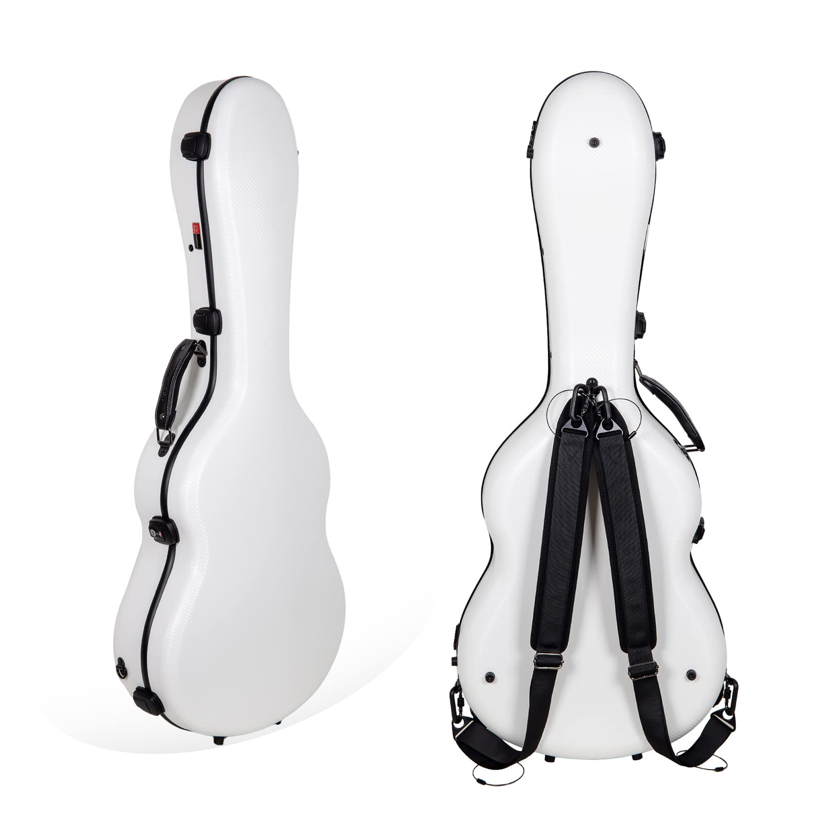 Crossrock Poly Carbon Fits 4/4 Classical Guitars, Anti-Scratch Flight Case In White(Crf4020Cwt)