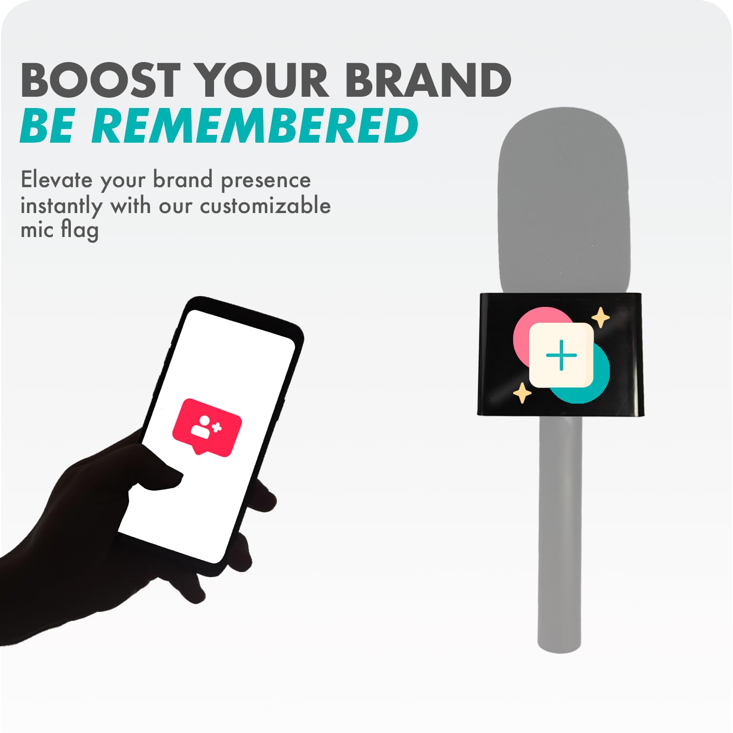 Movo HMF-1 ABS Mic Flag - Add Your Logo - Compatible with Rode Interview Go WMX-HM - Microphone Flag Perfect for Interviews, Vlo