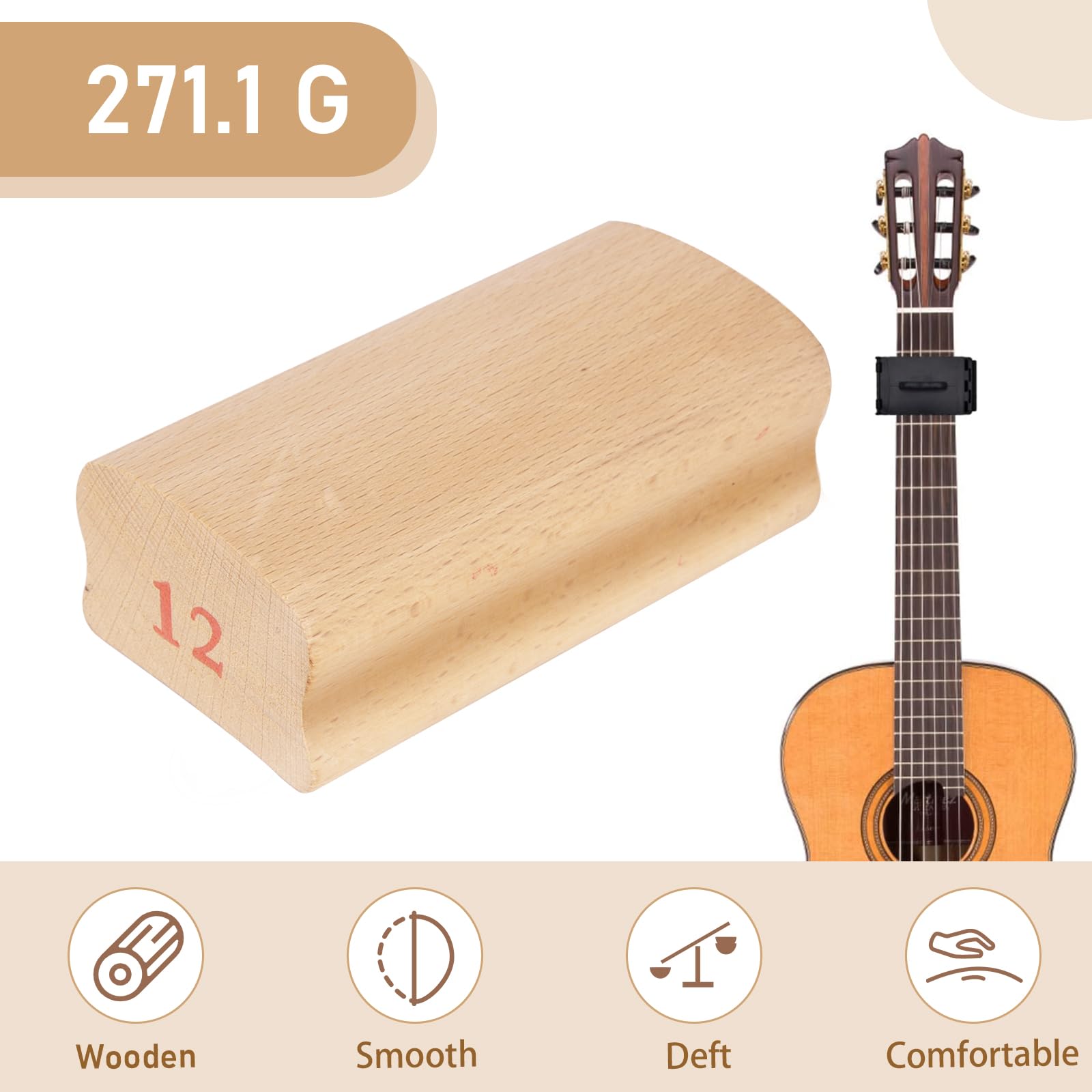 12 Radius Sanding Block, Guitar Fingerboard, Radius Sanding Block Fret Leveling Luthier Tools for Electric Acoustic Guitar Bass