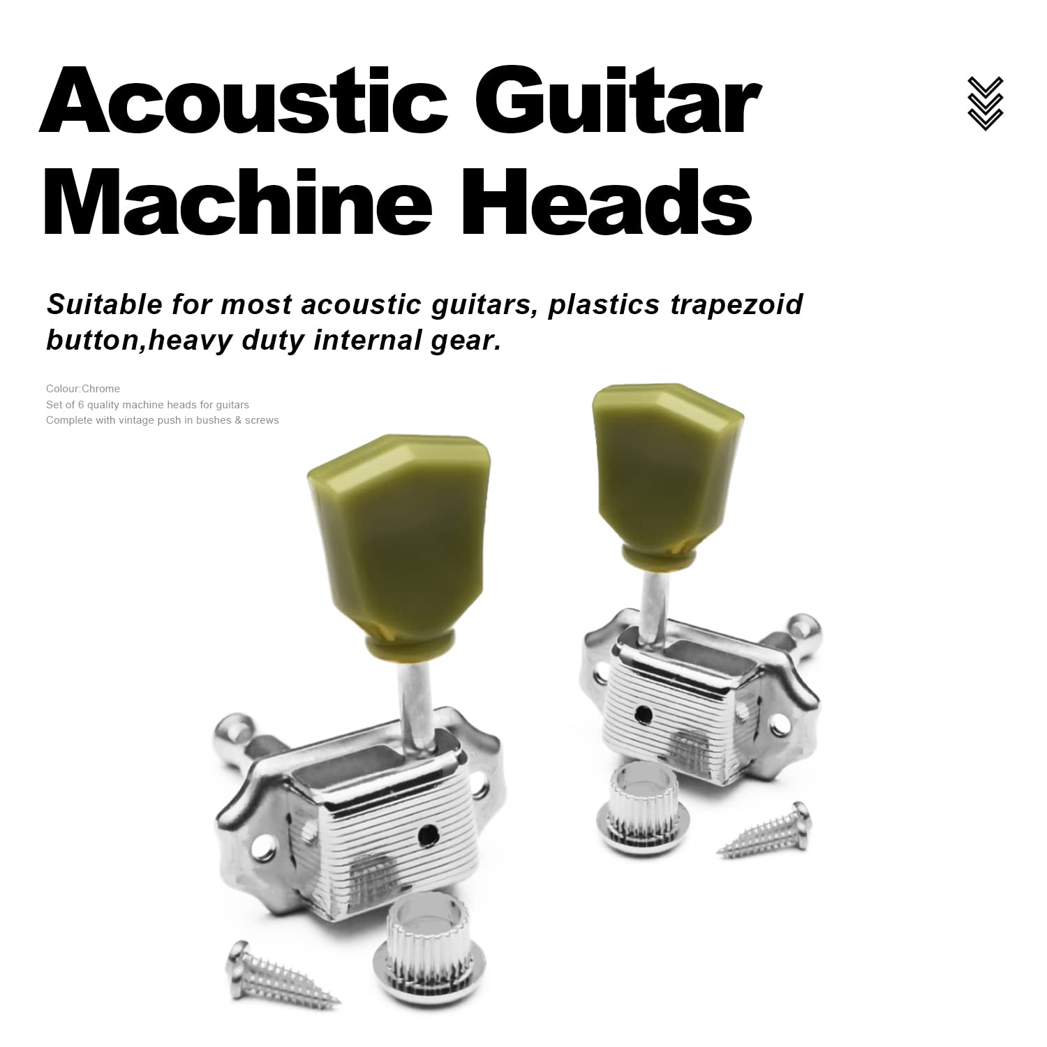MAXCHEER 3R3L Vintage Guitar Deluxe String Tuning Pegs Machine Heads Greenish Button for Epiphone Les Paul Style Guitar Replacem