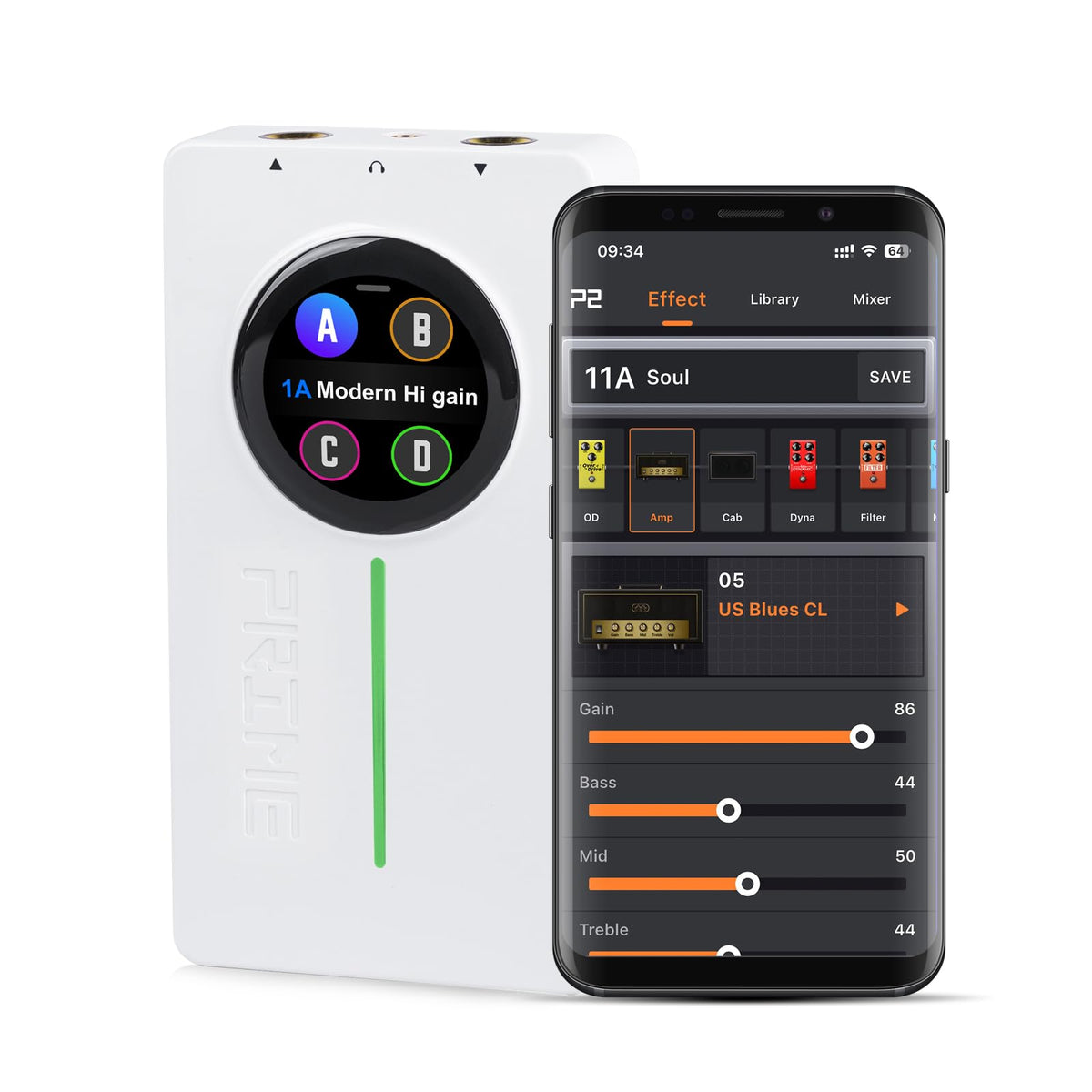 Mooer P2 Multi-Effects Pedal Processor, Electric Guitar Pedals With Amp Midi Looper Drum Machine Touch Screen For Performance Pr