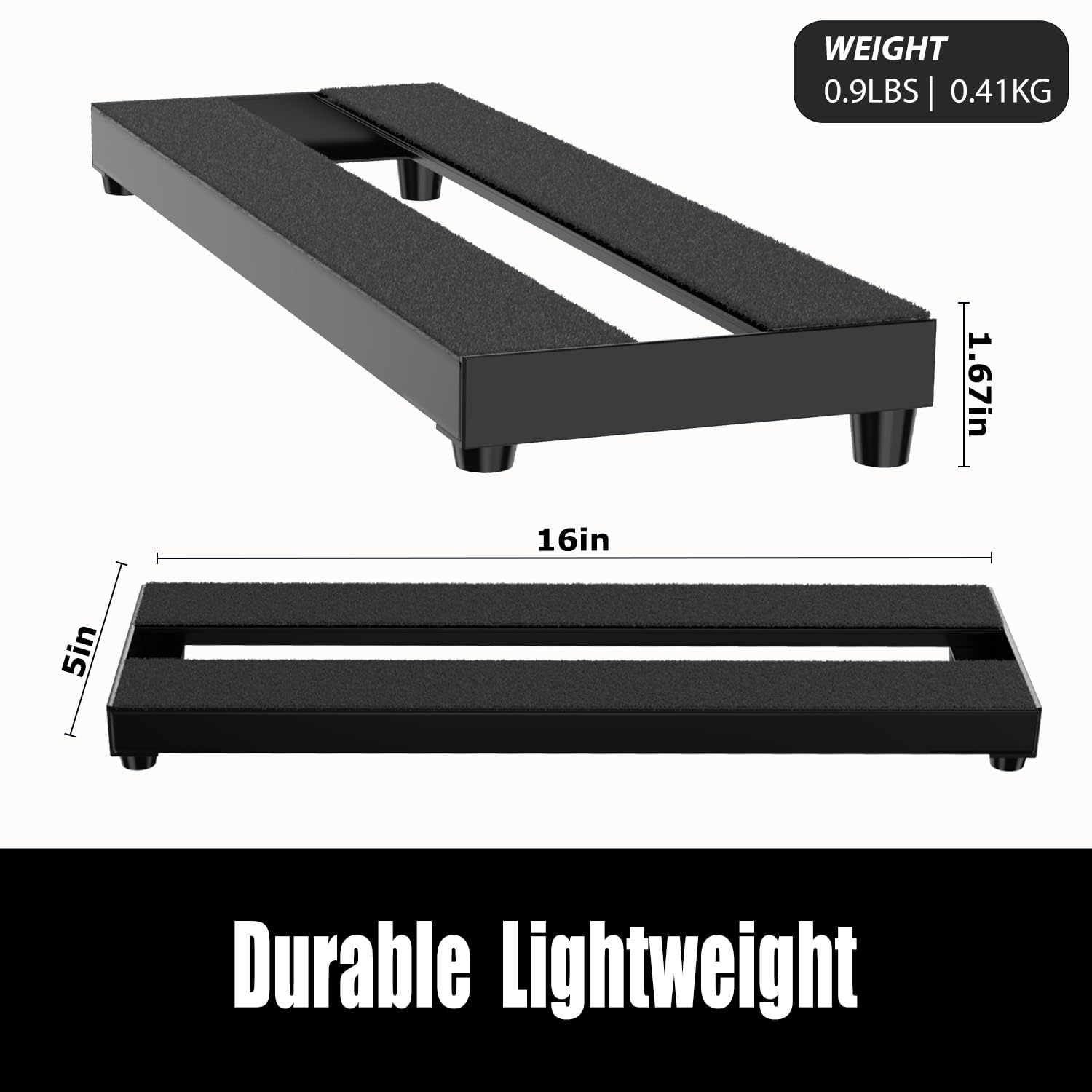 Solutek 16 INCH Small Guitar Pedal Board Mini Pedalboard for 3-5 Effects | Aluminum Light Steady (FL-PB01PSU)
