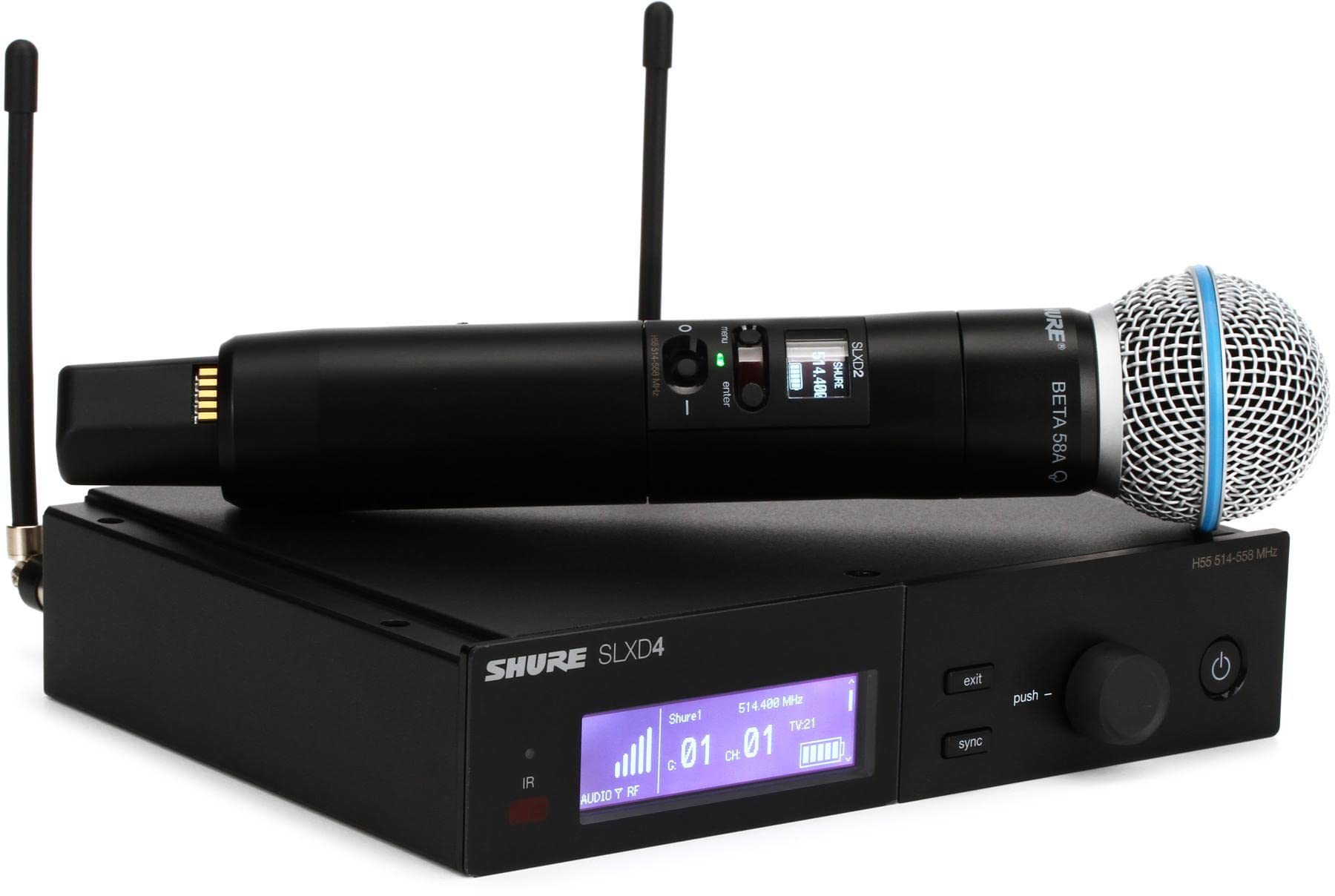 Shure Slxd24/B58 Wireless Microphone System With Beta58A Handheld Vocal Mic, Slxd24/B58-H55