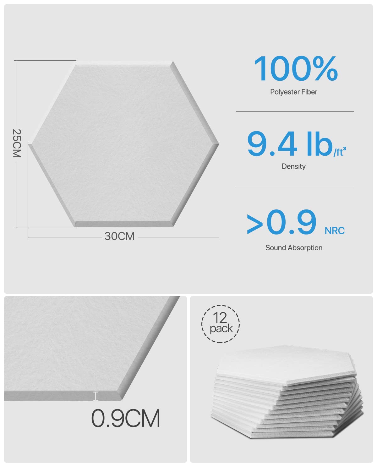 Soundproof Wall Panels Self-Adhesive Acoustic Panels Sound Absorbing High Density Sound Proof Foam Panels, Acoustic Foam Panels