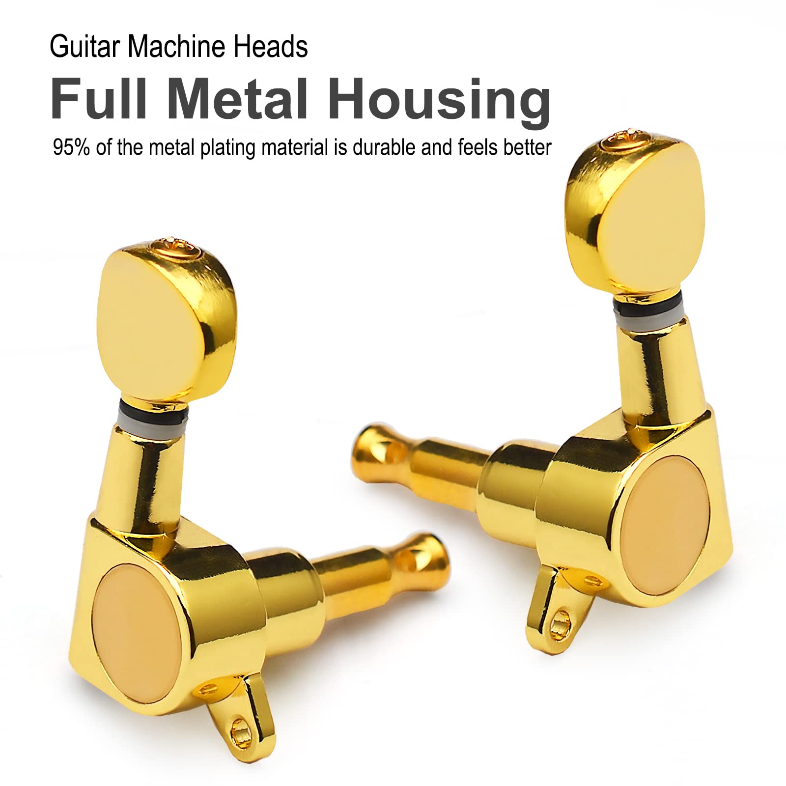 SAPHUE 6 Pieces 3R3L Guitar tuner pegs,Small Oval Concave Button Sealed-gear String Tuners Tuning Pegs key Machine Heads For Aco