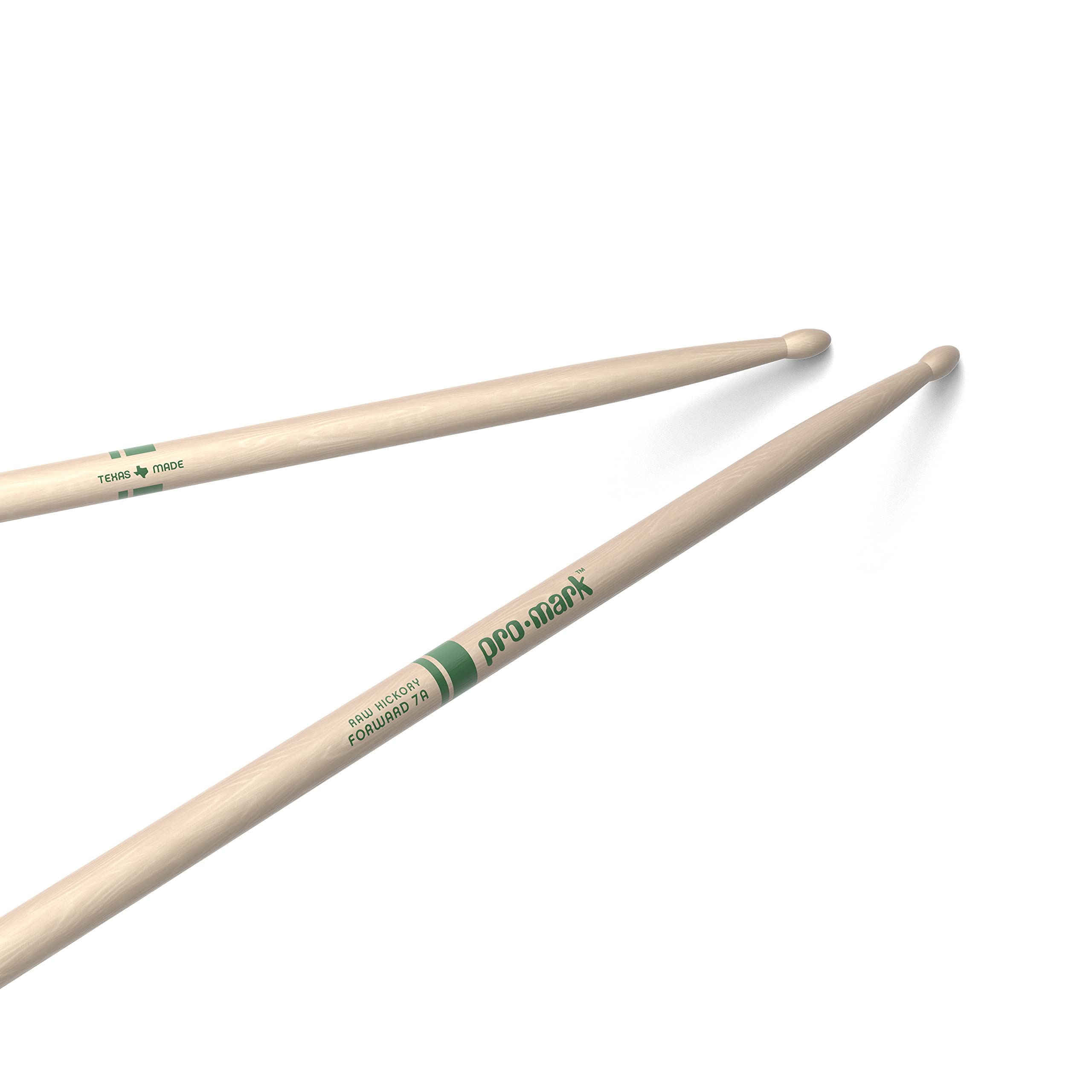 ProMark Classic Forward 7A Raw Hickory Drumsticks, Oval Wood Tip, One Pair