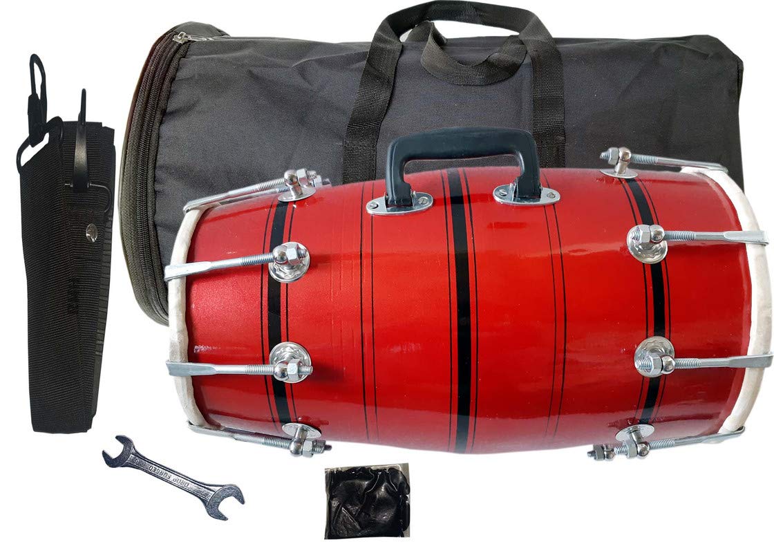 Gt Manufacturers Wooden Musical Dholak Instrument Drum Nuts & Bolt With Kit Carry Bag