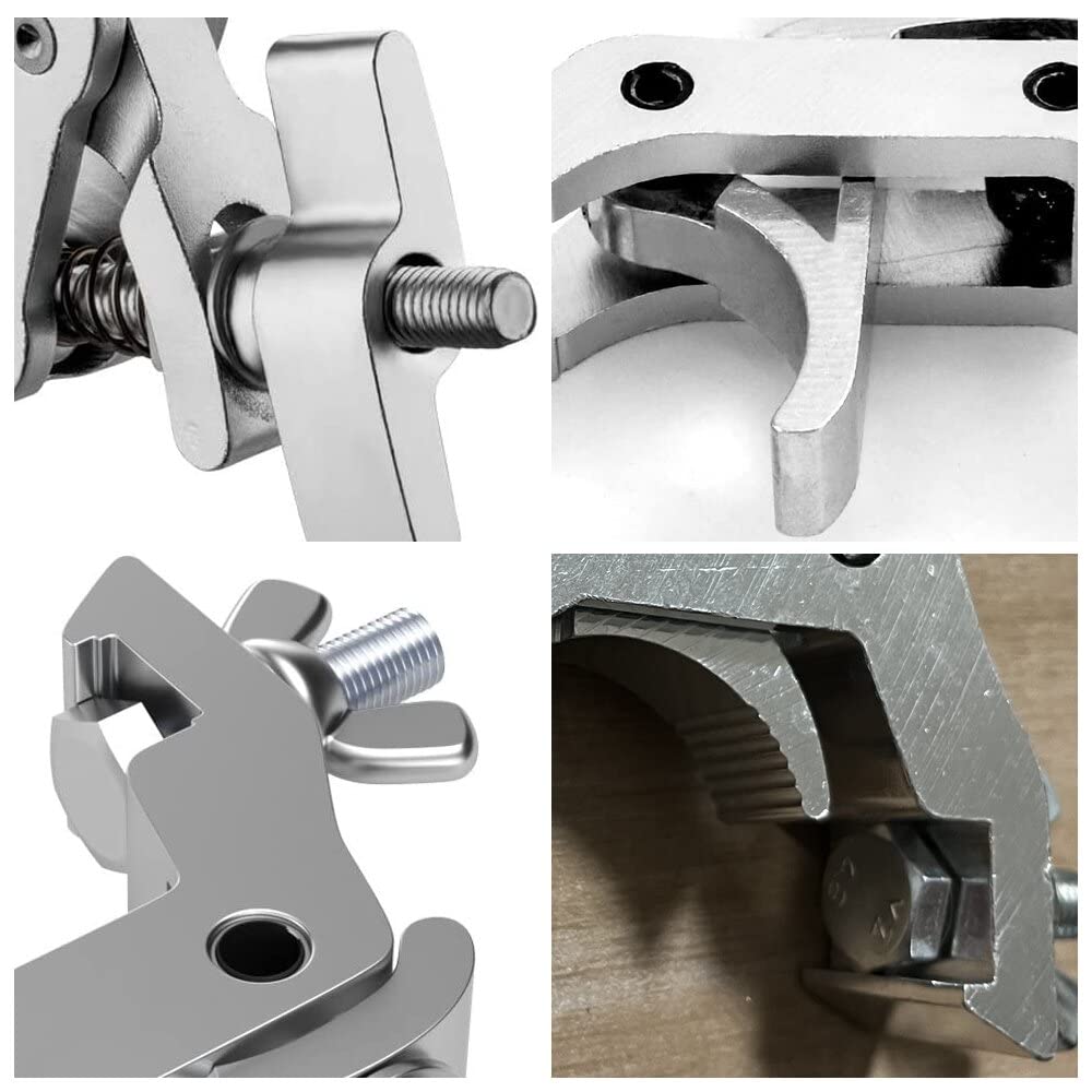 4Pack Stage Light Clamps Hook,440 lb Load Capacity Aluminum Alloy Truss C-Clamp,Fit 1.6-2.0inch OD Tube for DJ Lighting Projecto