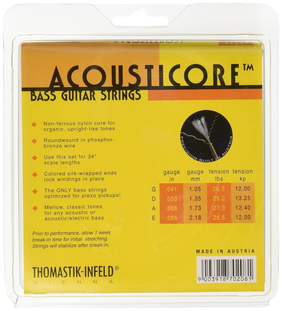 Thomastik-Infeld AB344 Bass Guitar Strings: Acousticore 34-Inch Scale 4 String Set G, D, A, E