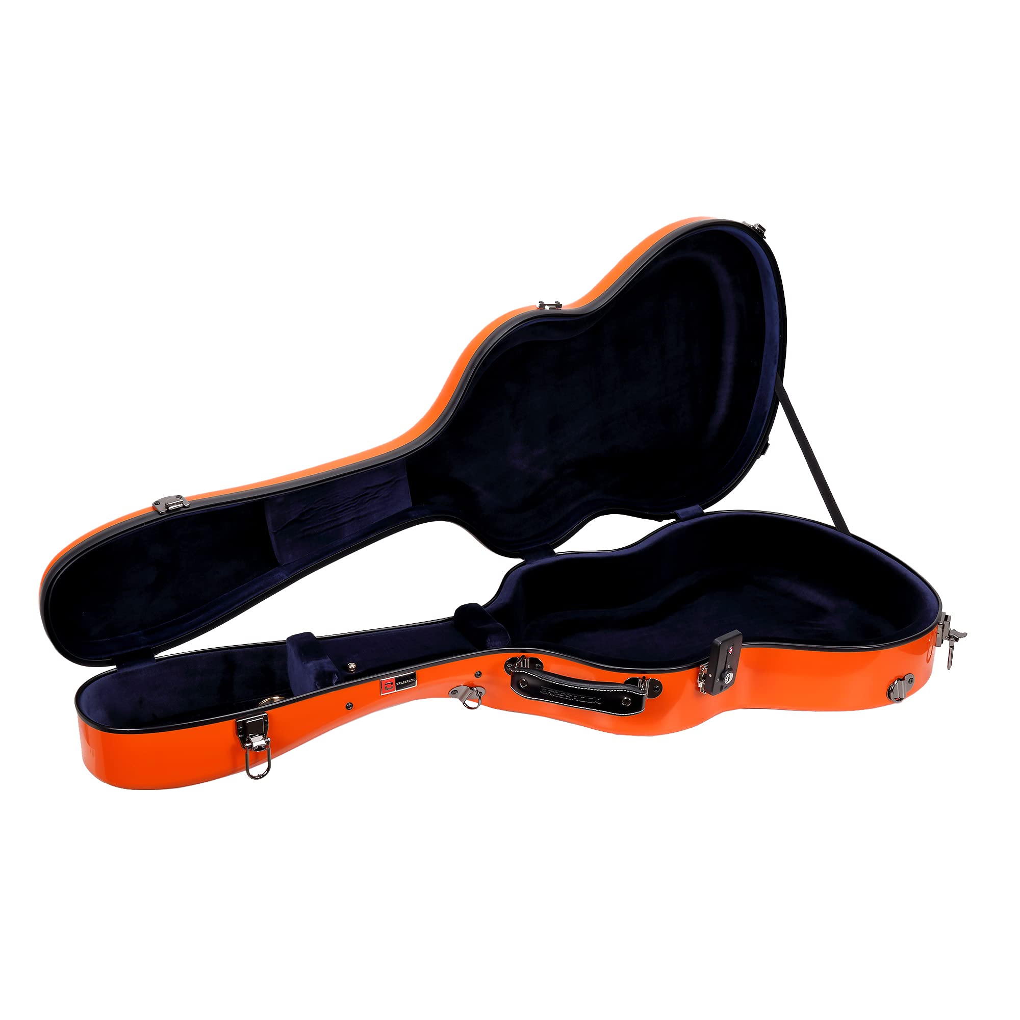 Crossrock Deluxe Fiberglass Classical Guitar Case, 4/4 Full Size-TSA Lock, Orange (CRF2020COR)