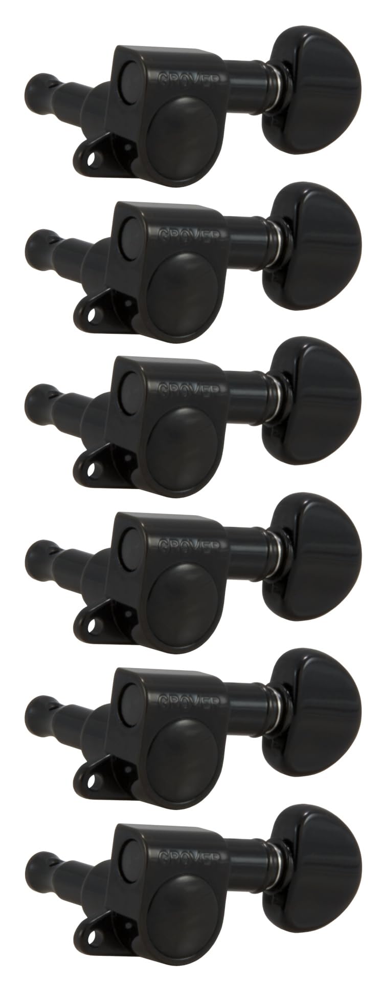Grover 205BC6 Rotomatic Mini 6 in Line Machine Heads, Black Chrome