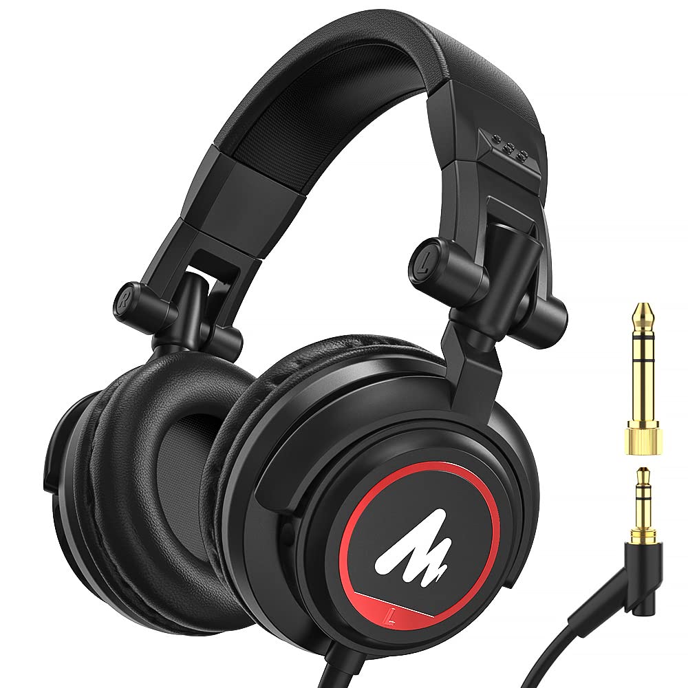 Maono 50Mm Drivers Over Ear Studio Headphones, Au-Mh501 Stereo Monitor Closed Back Headphones, Lightweight Foldable Design For S