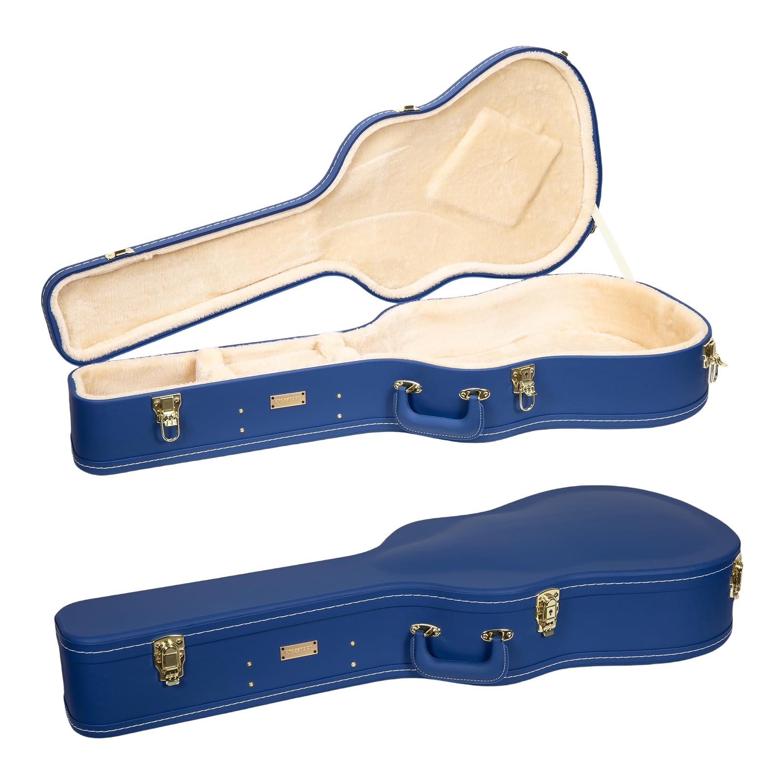 Crossrock Wooden Acoustic Guitar Case for Martin 000-12 Fret | Vibrant Blue Faux Leather, Beige Plush Interior, Lock - Designer