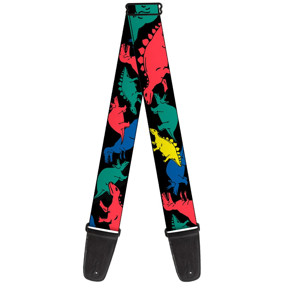 Buckle-Down Guitar Strap Dinosaurs Black Multi Color 2 Inches Wide (Gs-W30427)