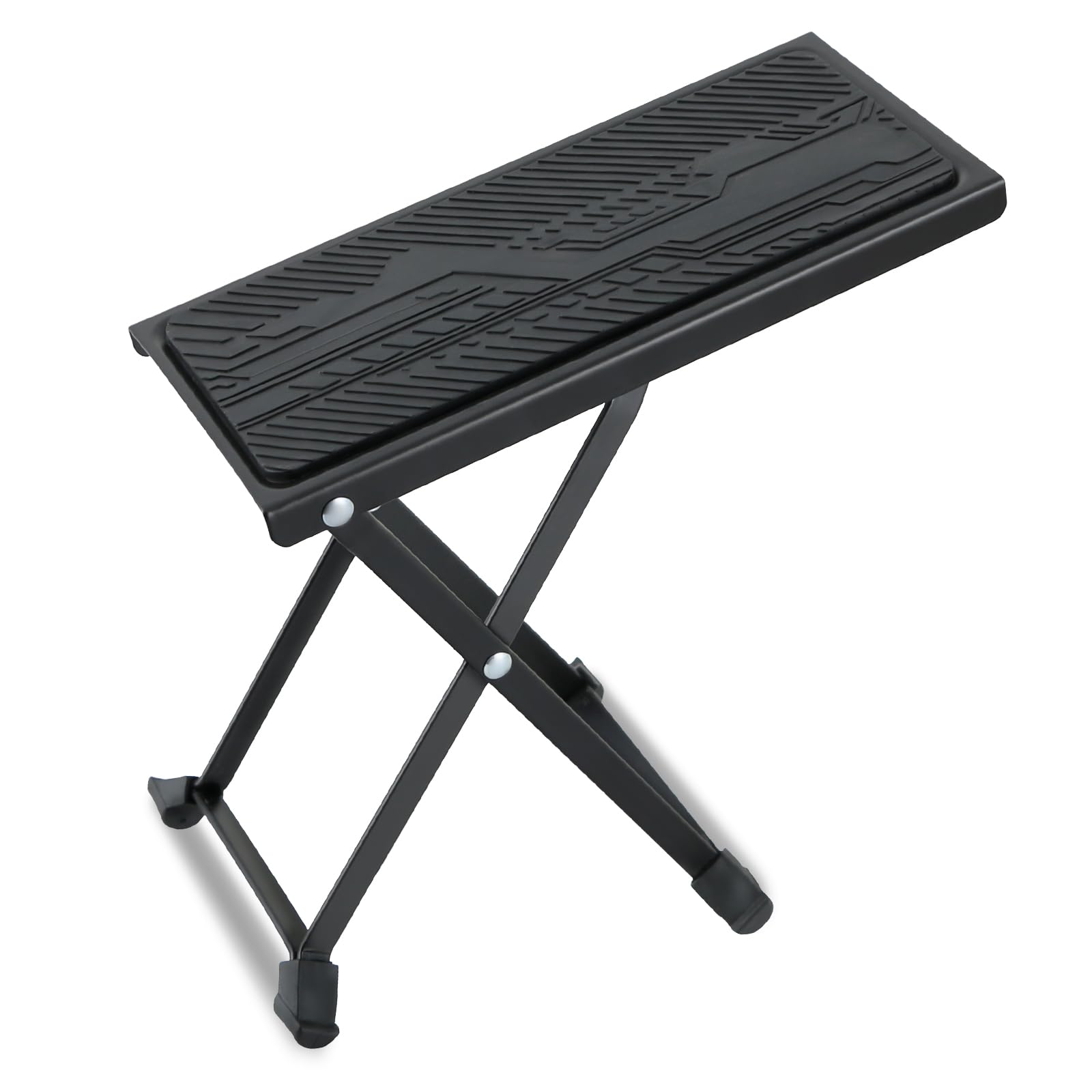EASTROCK Guitar Foot Stool Height Adjustable Folding Foot Rest (Black, 5-Level Adjustment Professional)
