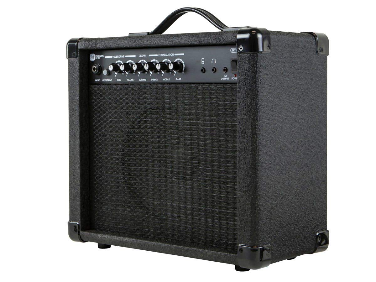 Monoprice 1x8 Guitar Combo Amplifier - Black 20-Watt, 86dB of Gain - 1/4 Inch Input for Guitars, Aux MP3 Input, 3.5mm Headphone 