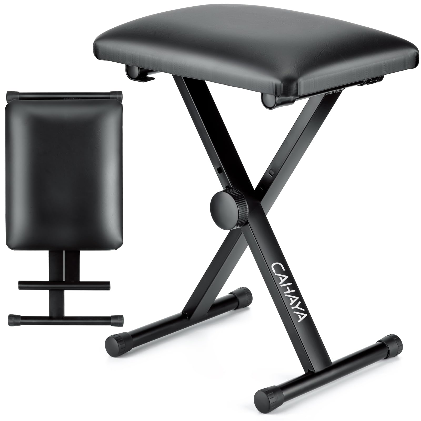 CAHAYA Keyboard Bench X-Style Height Adjustable 16.3-19.6in Padded Cushion Piano Stool Bench Keyboard Chair for Keyboards Piano 