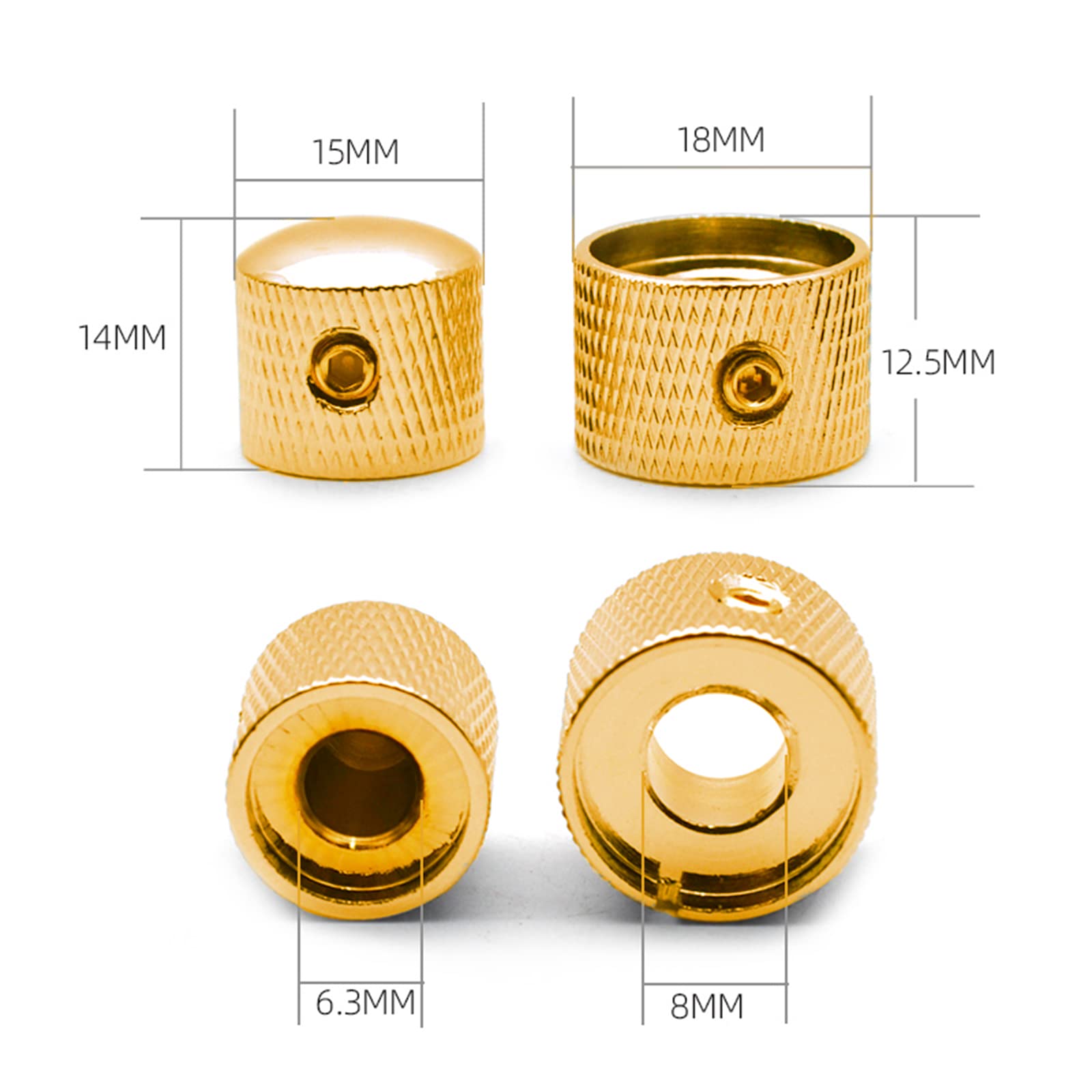 SAPHUE Guitar Dual Concentric Stacked Control Knobs Sets Metal with Wrench Replacement for Electric Guitar Bass 2 Sets(Gold)
