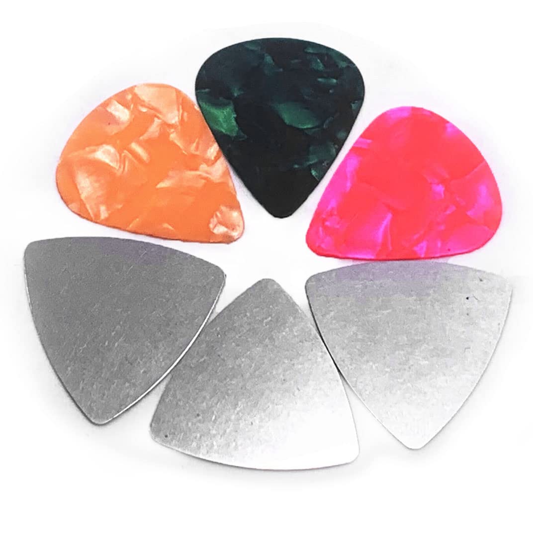 TUOREN 2 Set Guitar Pick Holder Necklace with 3pcs Stainless Steel Picks 3 Colorful Celluloid Pick for Electric Guitar Bass Ukul