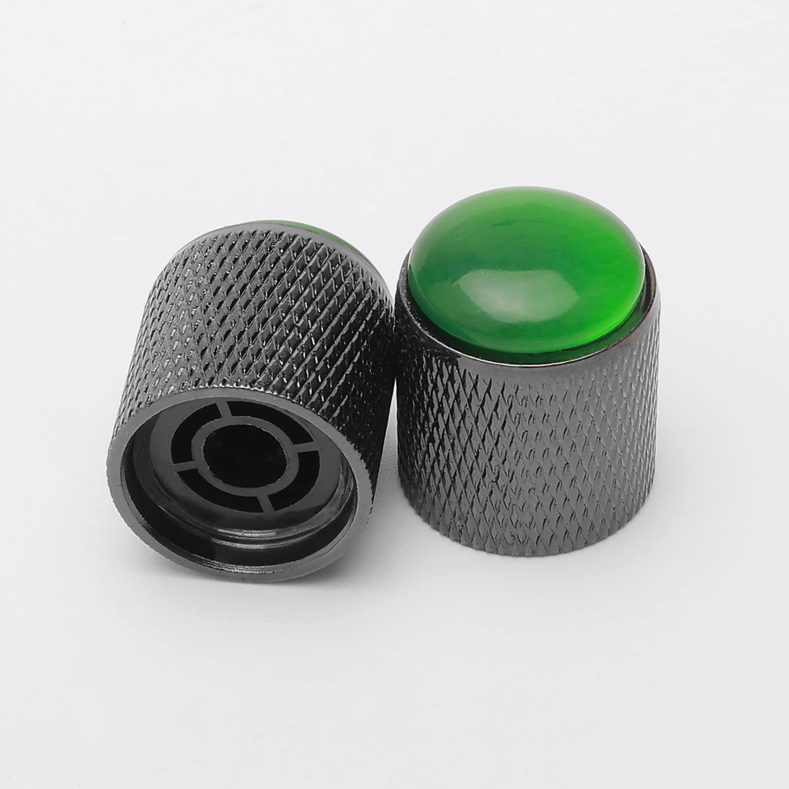 Unxuey 3PCS Black Guitar Control Knobs Volume Tone Control Knobs with Green Dome for 6mm Shaft Pots