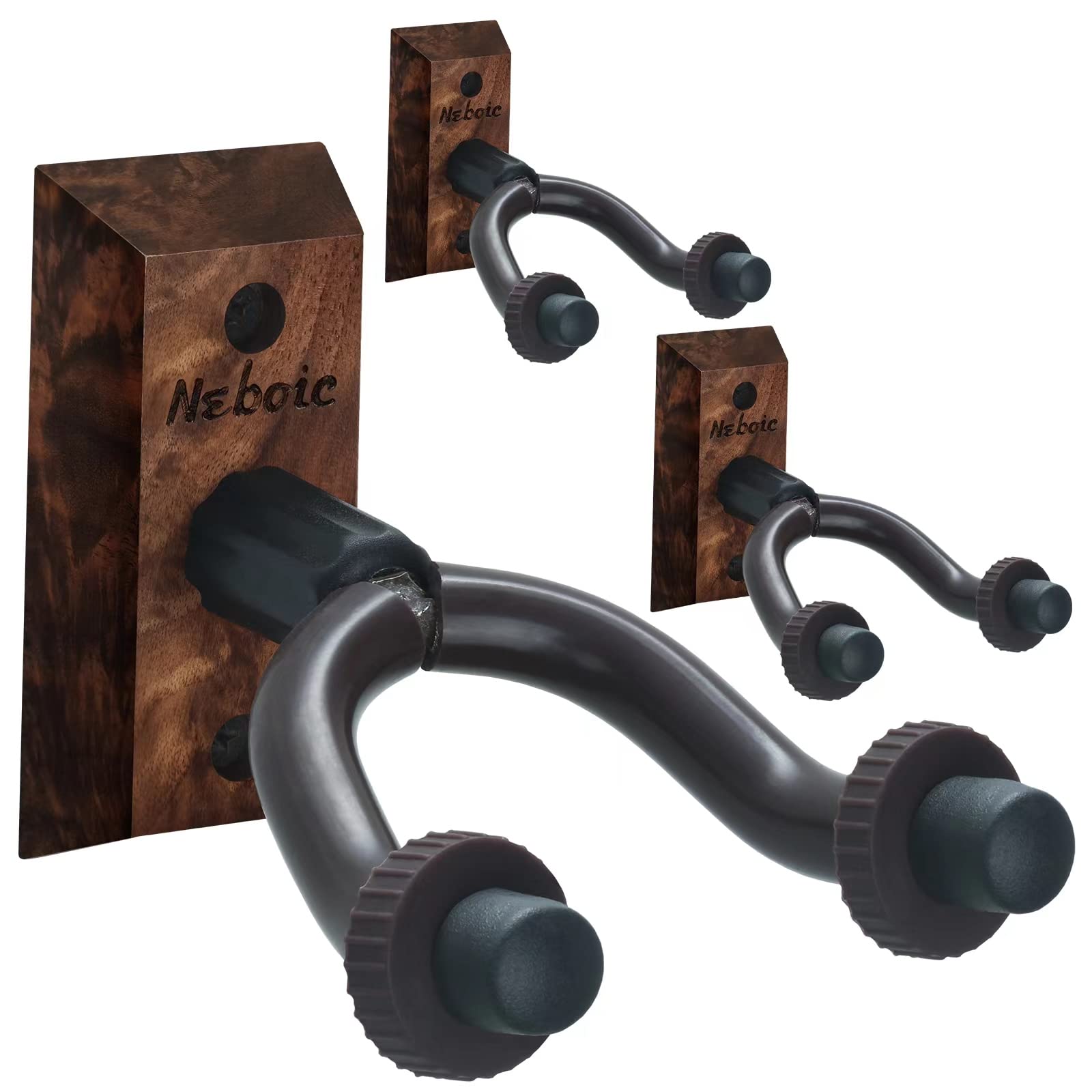 3 Pack Guitar Wall Mount, Neboic Wood Guitar Wall Hanger, Guitar Hook, Guitar Accessories For Acoustic Electric Bass Guitar Ukul