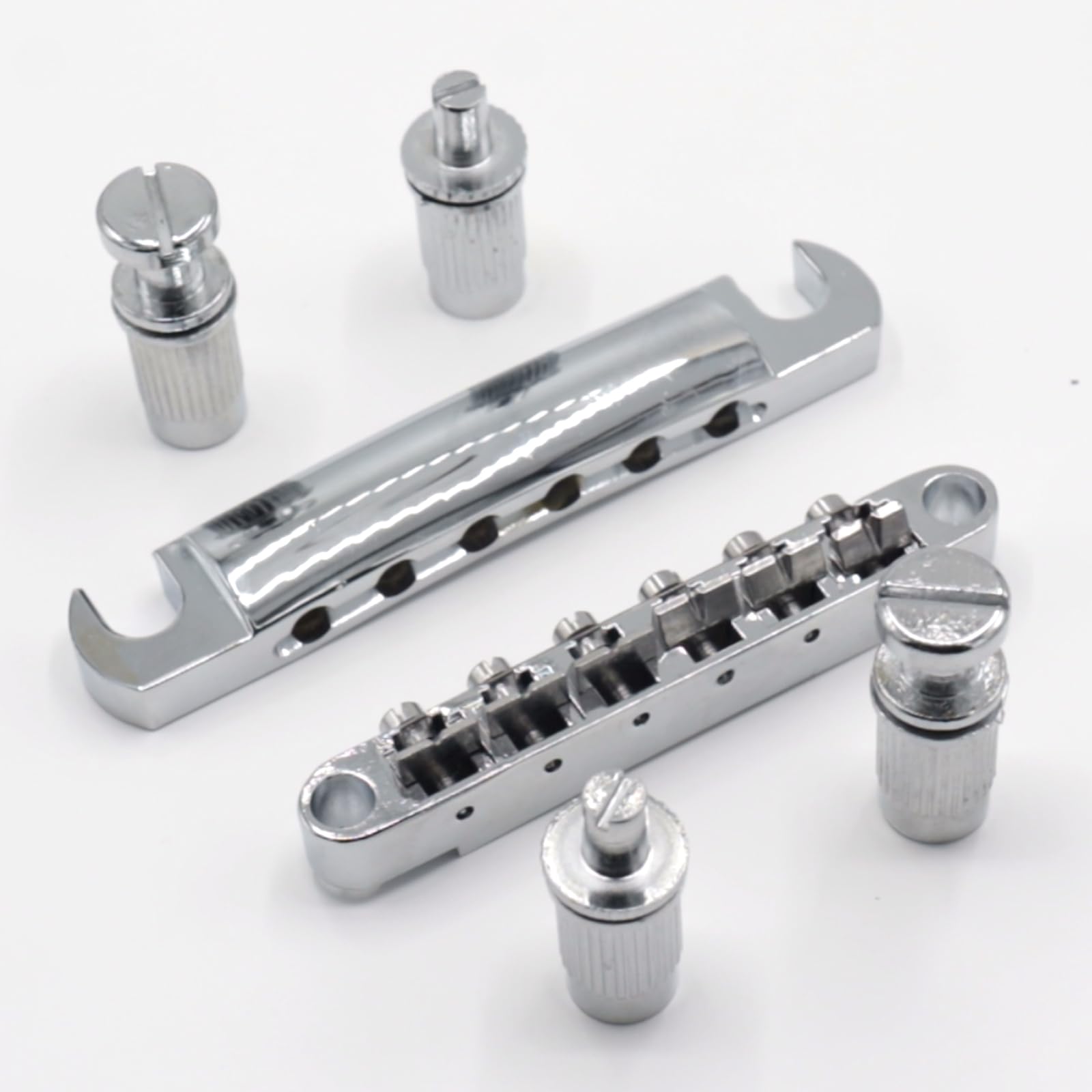 Cheerock 1 Set Silver Metal Tune-O-Matic Electric Guitar Bridge and Tailpiece for Enhanced String Stability, Replacement Electri