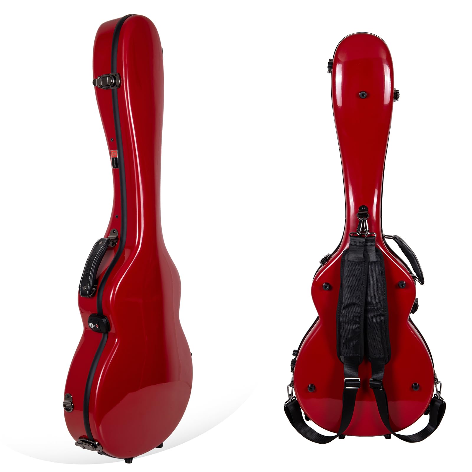 Crossrock Fiberglass Backpack Style Hardshell Red Les Paul Guitar Case