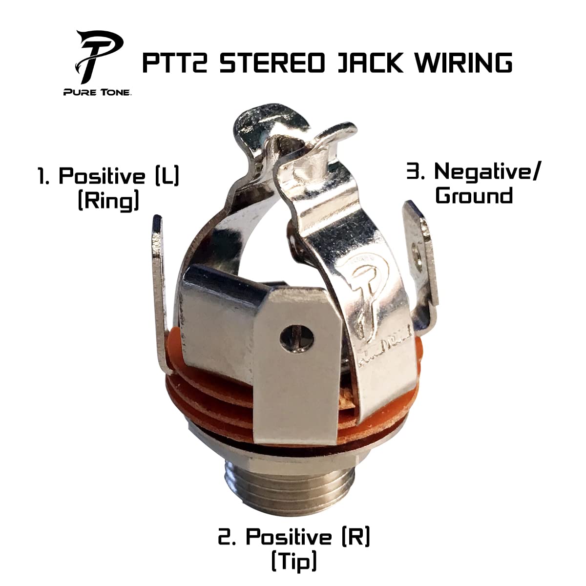 Pure Tone Multi-Contact 1/4 inch Stereo Output Jack | Black Nickel | Dual Tension Grounds & Dual Positive Tips for Optimal Signa