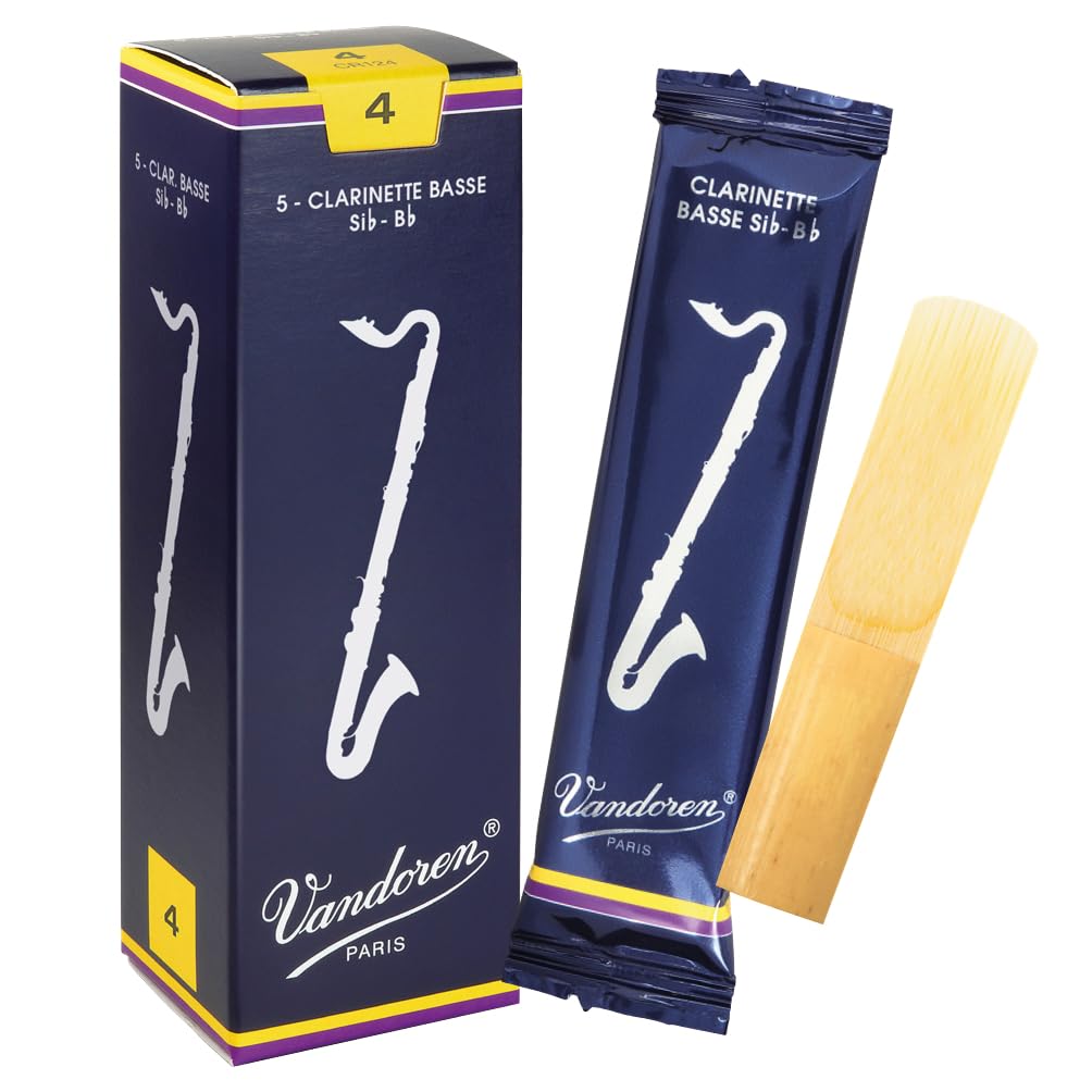 Vandoren CR124 Bass Clarinet Traditional Reeds Strength 4; Box of 5