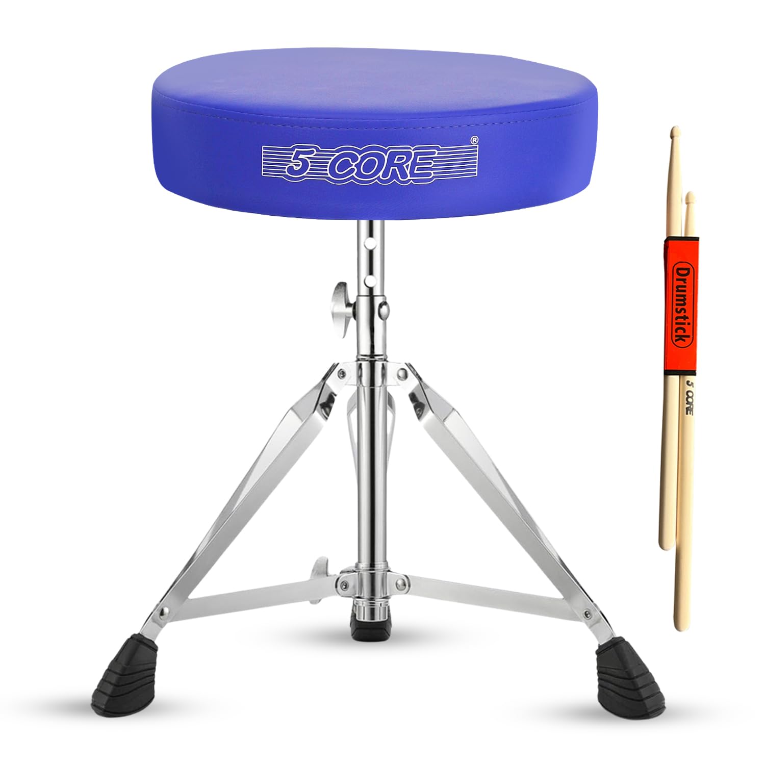 5 CORE Drum Throne Thick 3 Padded Drum Seat Adjustable Drumming Stools with Anti-Slip Feet for Drummers Practice and Performance