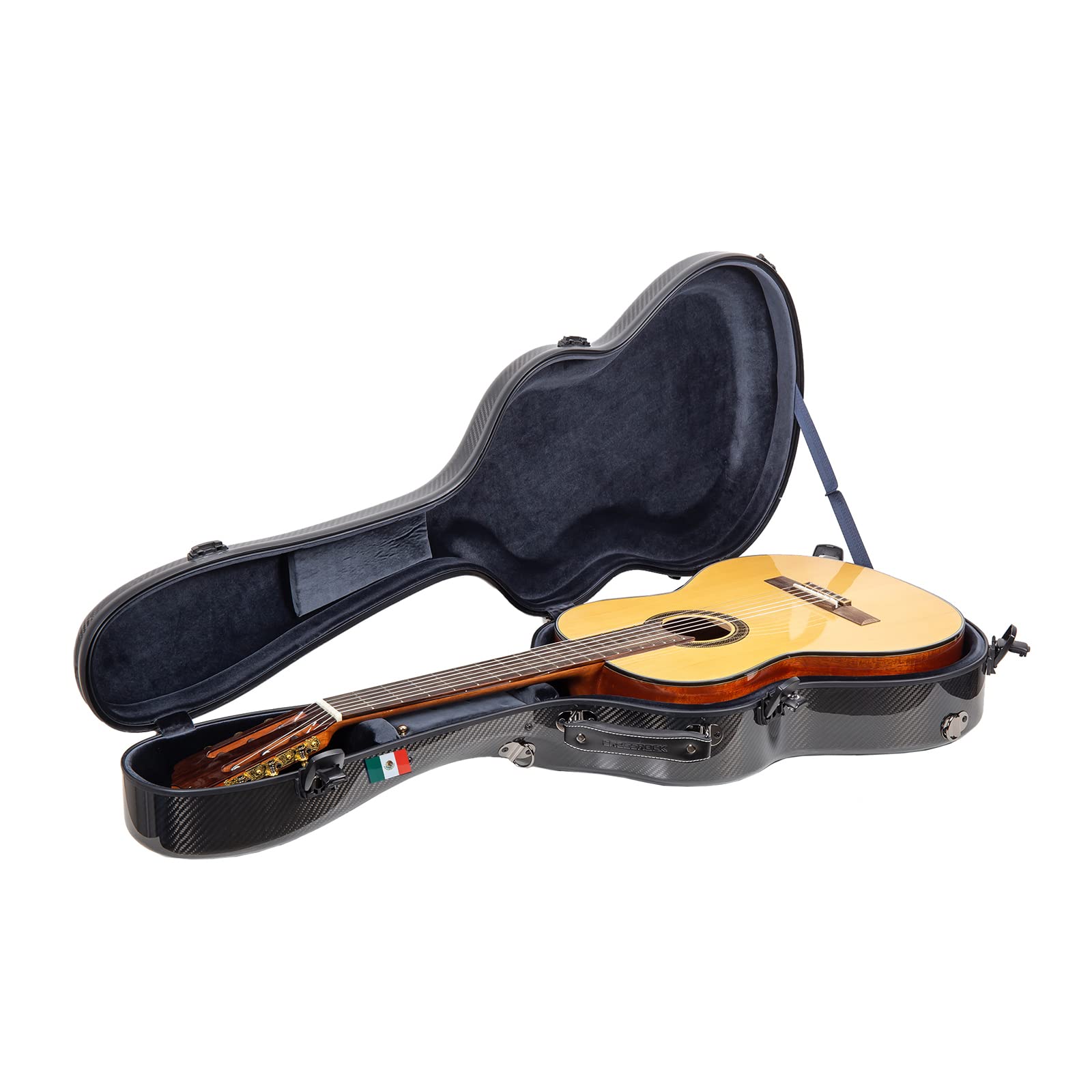Crossrock Air Carbon 4/4 Classical Guitar Flight Case - 3K Twill Weave Carbon Fiber in Obsidian Black - TSA Lock & Ergonomic Sys