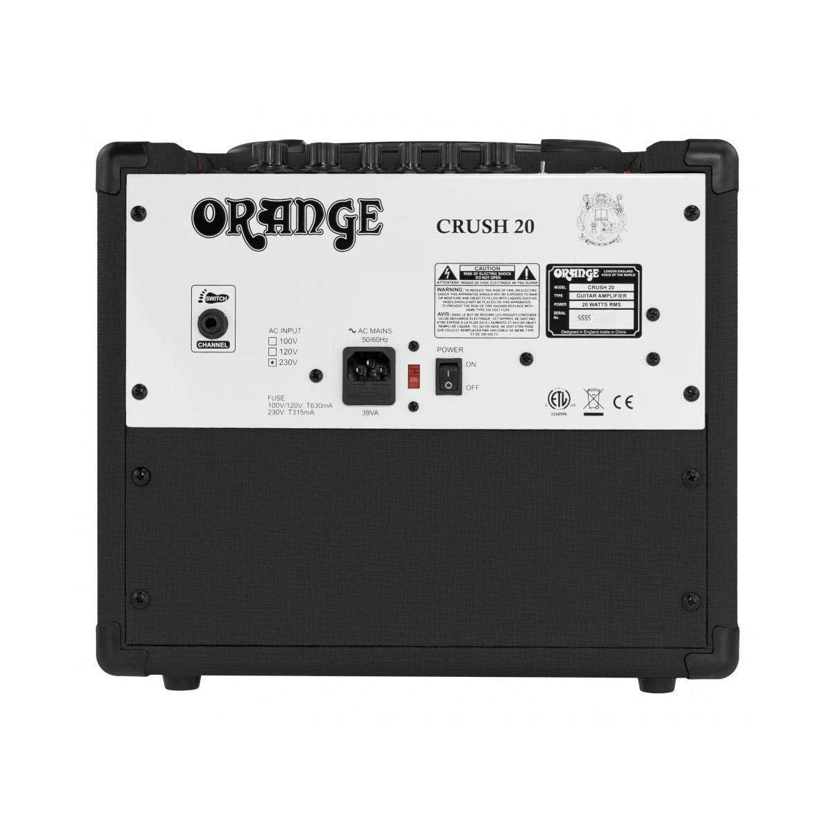 Orange Crush 20 20W 8&quot; 2-Channel Guitar Amplifier and Speaker Combo, Black