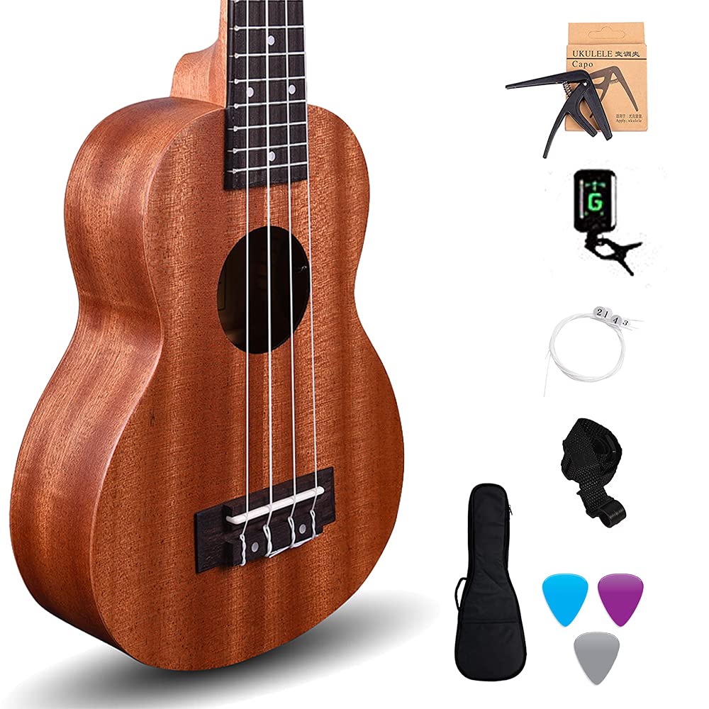 Kadence Wanderer Mahogany wood Ukulele (Online LEARNING course free having 66 videos) soprano 21  (Super Combo, Bag with Tuner, 