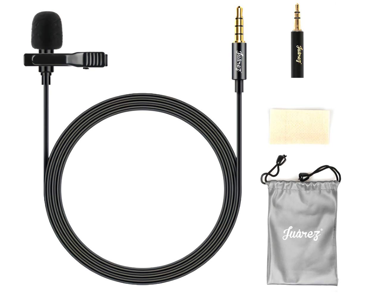 Juarez Jrm50 Lavalier Microphone Lav Mic Auxiliary Omnidirectional Condenser Clip Mic, 2 M/6.5 Feet Tpe Cable (Black)