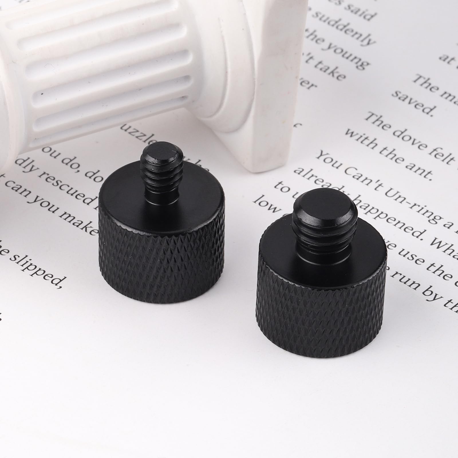 2pcs Mic Stand Adapter, Black Aluminium Alloy Camera Stand Adapter 5/8 to 1/4 Adapter and 5/8 to 3/8 Adapter Mic Screw Adapter M