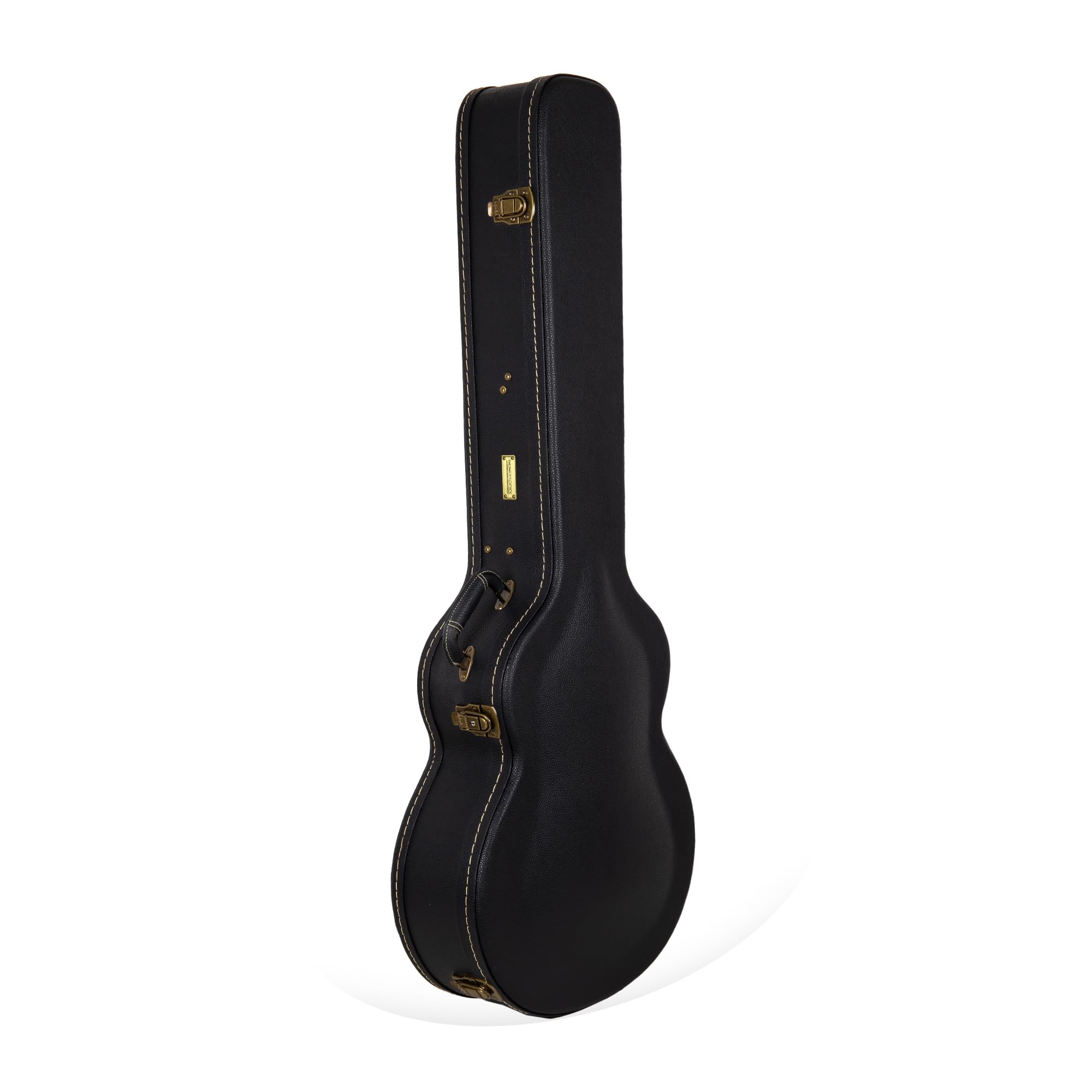 Crossrock Wooden Guitar Case -Fits Acoustic Bass Guitar -Vintage Hardware, Sponge Lining, Metal Feet, Storage Space-Black (CRW52
