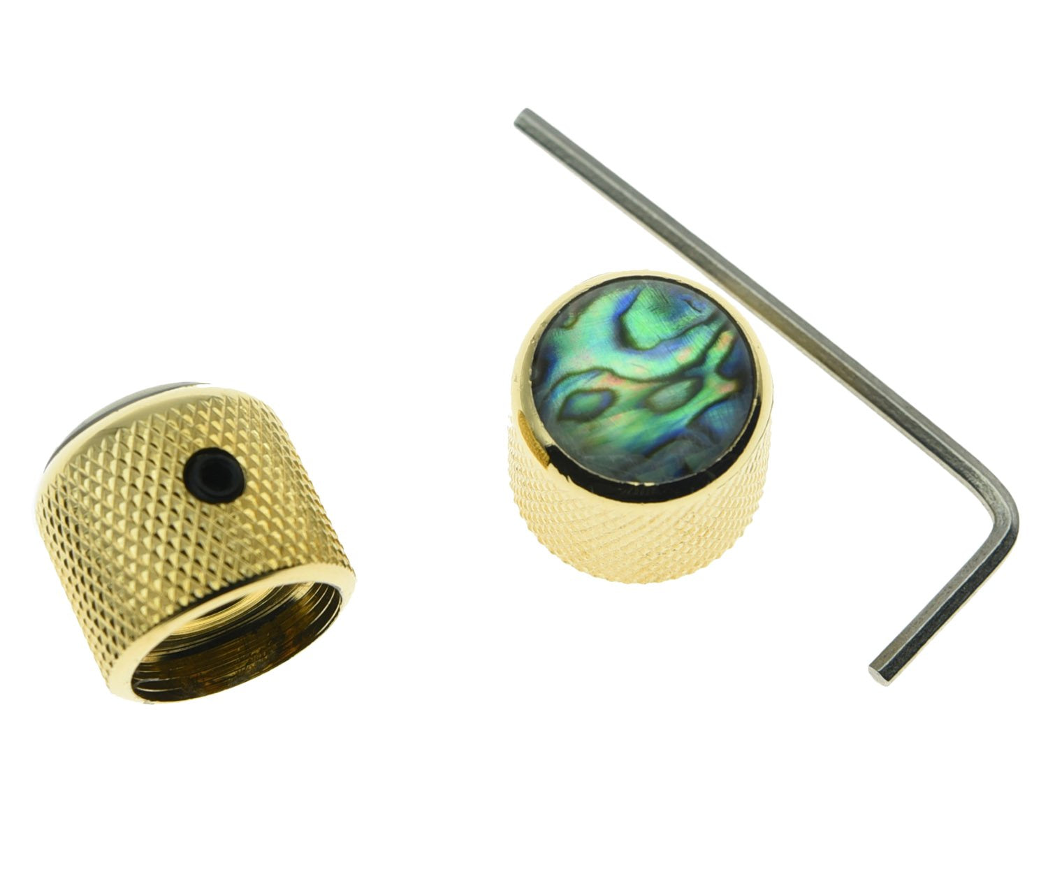 KAISH Gold Set of 2 Abalone Top Guitar Knobs Dome Knobs Bass Knob with Set Screw for Tele/Telecaster