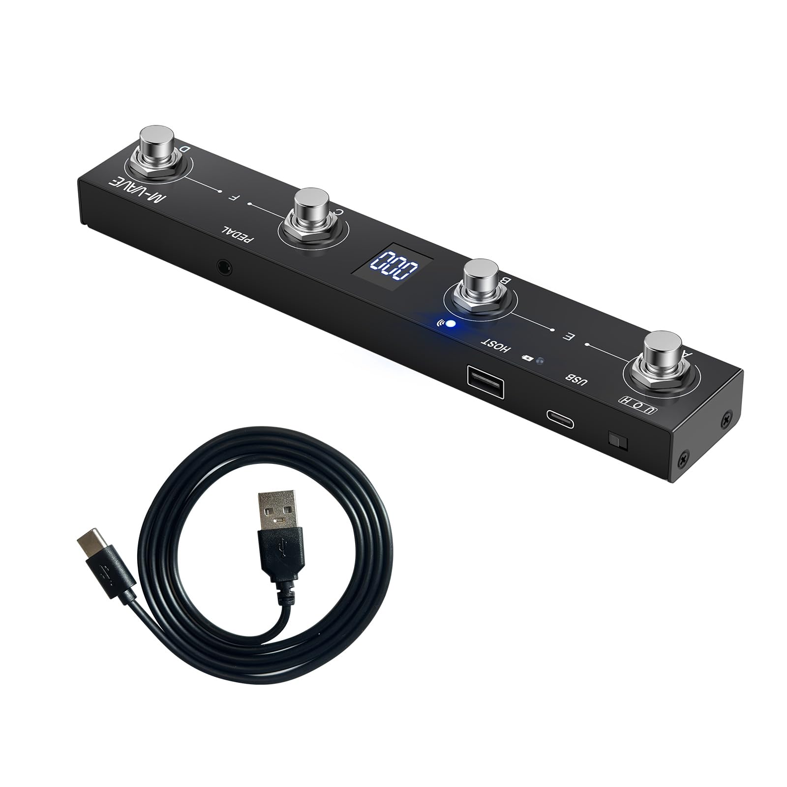 M-VAVE Chocolate Plus Wireless Page Turner Pedal MIDI Foot Controller 4 Buttons BT Rechargeable External Pedal for Loop Pedal Tu