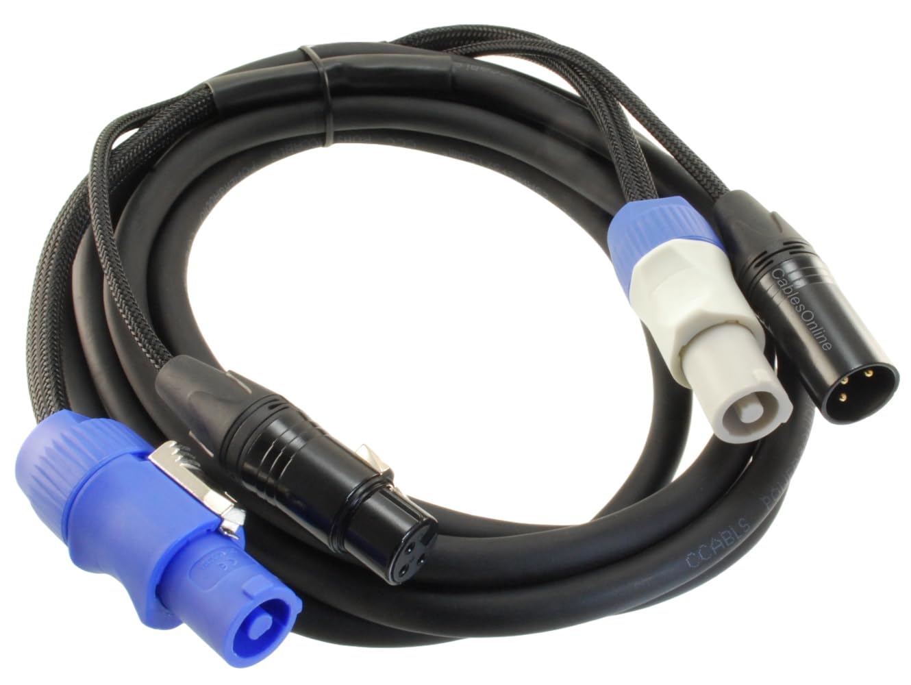 CablesOnline, 10ft. 16AWG Stage Lighting Fixture PowerCon-Compatible Power and DMX 3-Pin Combo Link Cable, PC-KD10