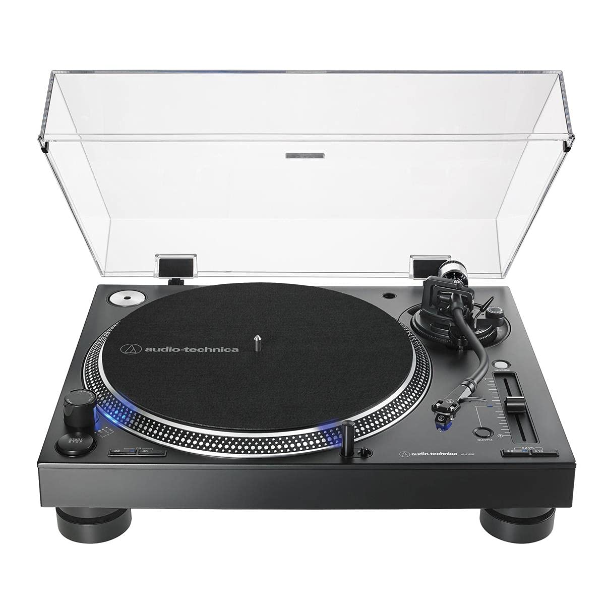 Audio-Technica AT-LP140XP-BK Direct-Drive Professional DJ Turntable, Black, Hi-Fi, Fully Manual, 3 Speed, High Torque Motor