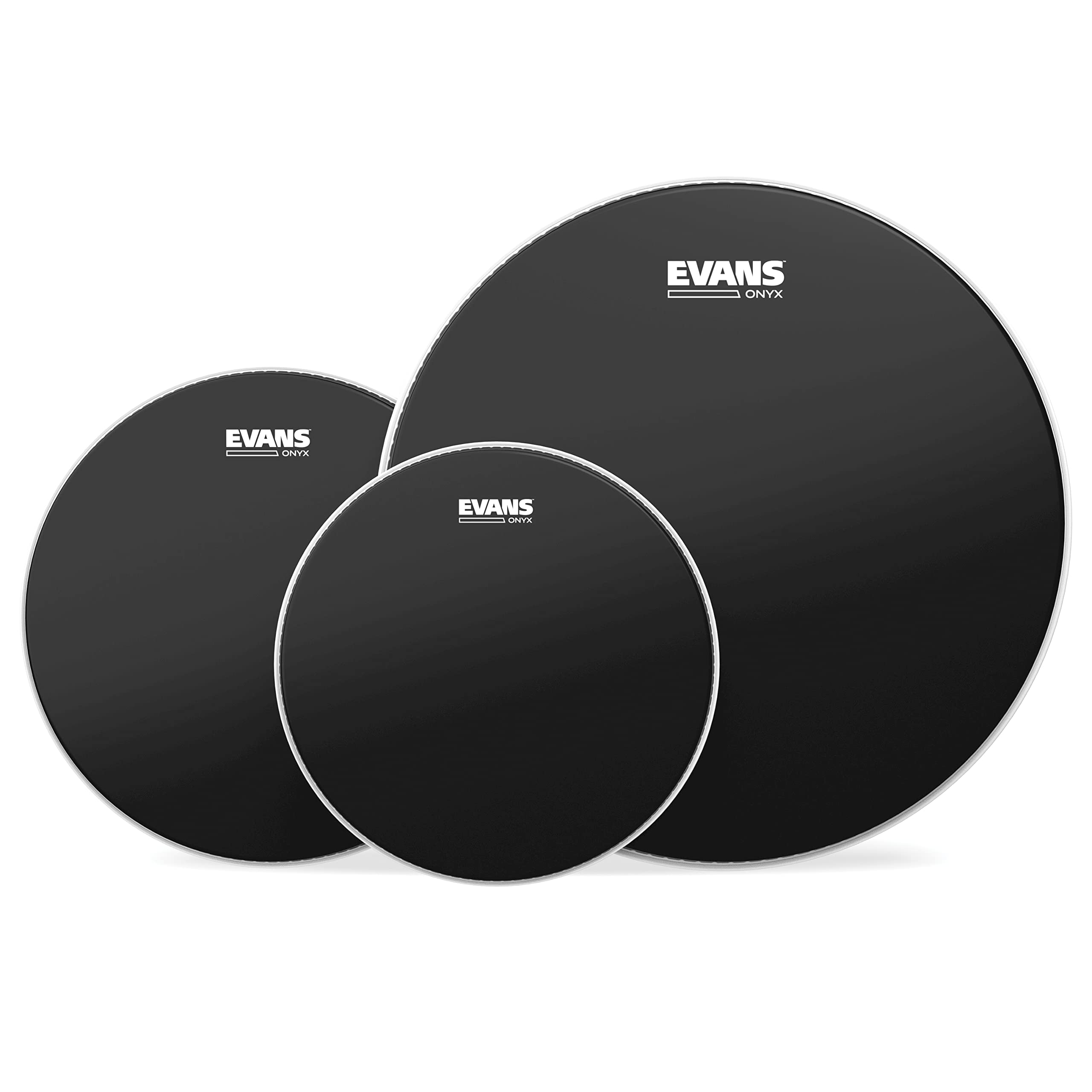Evans Drum Heads - Onyx 2-Ply Tompack Coated, Standard (12 inch, 13 inch, 16 inch)