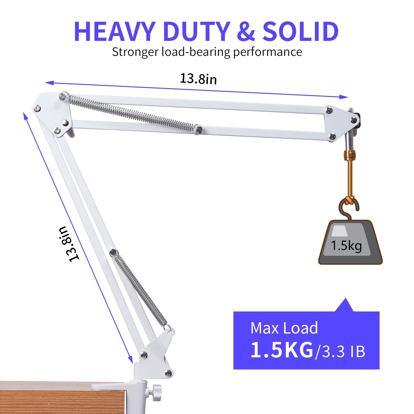 FEELWORLD AMS1 Microphone Boom Arm, Adjustable Mic Arm Stand with 3/8    to 5/8    Screw, Compatible with PM1 and other Mics for