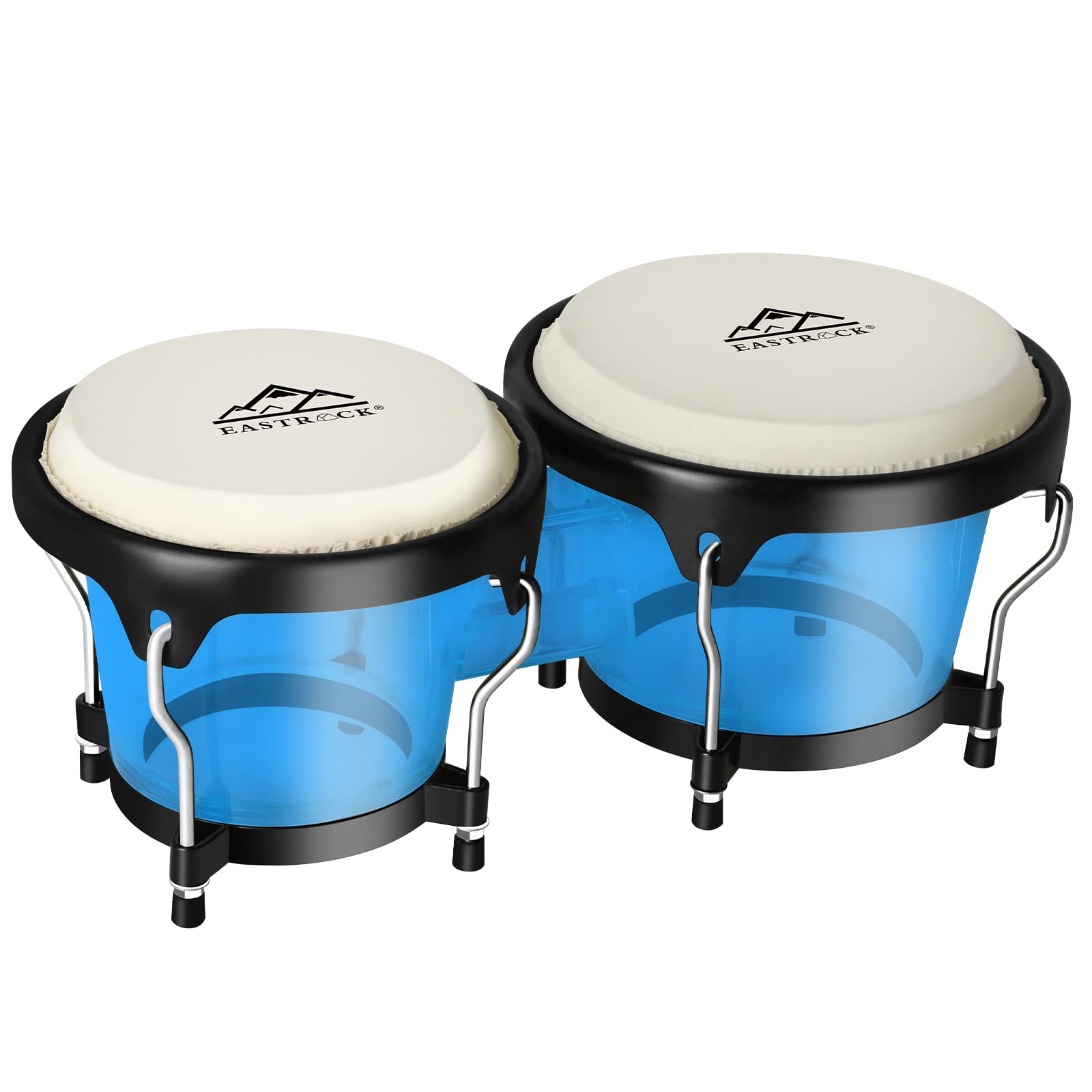 EastRock Bongo Drums 6    and 7    Set for Adults Beginners Professionals Transparent Cavity and Metal Bongos Drum Percussion In