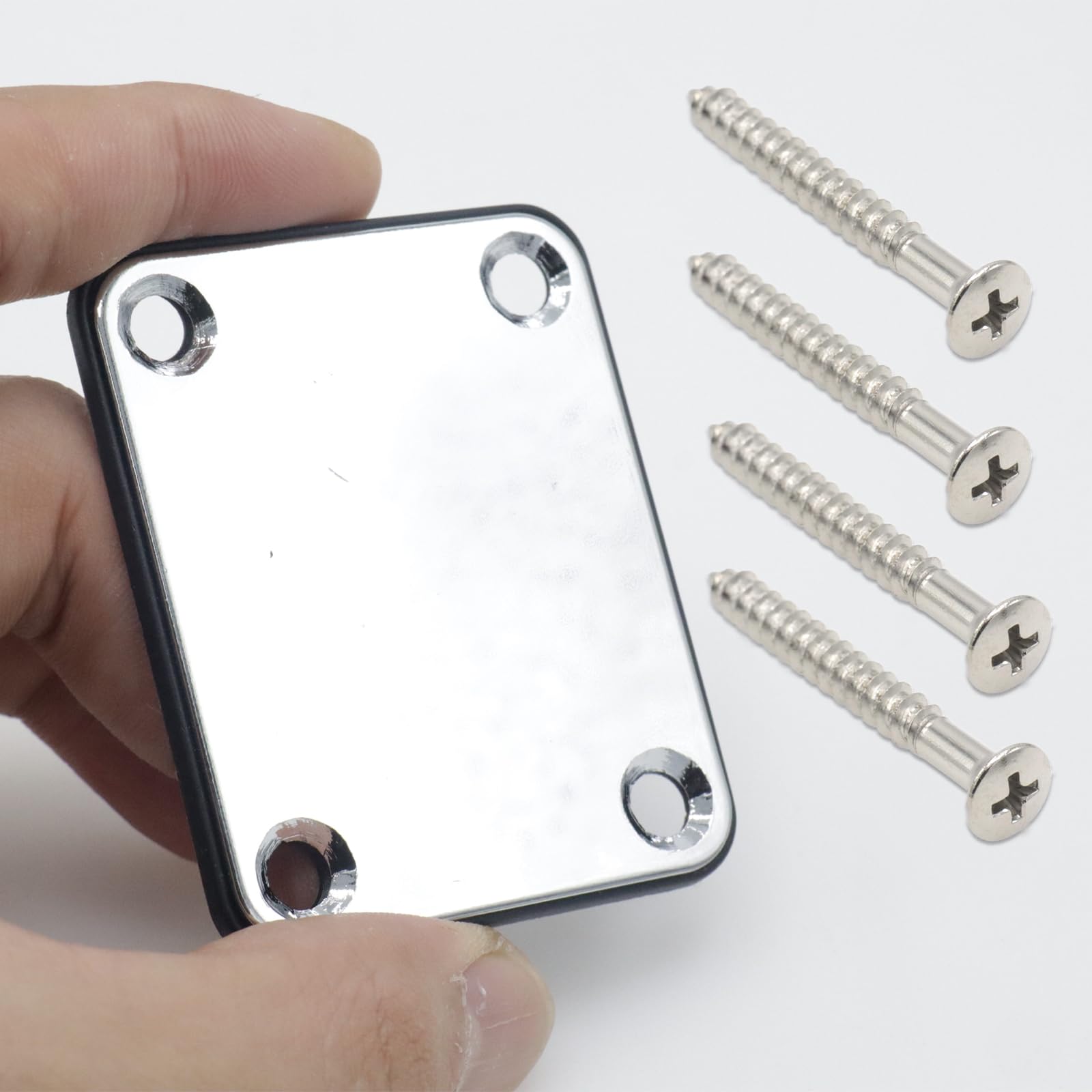 Cashbeat Silver Electric Bass Guitar Neck Plate, Strengthening Joint Connecting Plate For Guitar Parts, Compatible With Fender S