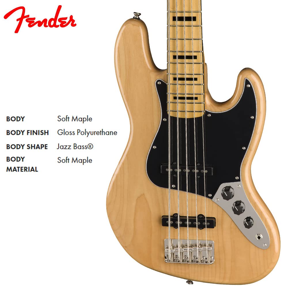 Squier Classic Vibe 70s 5-String Jazz Bass, Natural, Maple Fingerboard