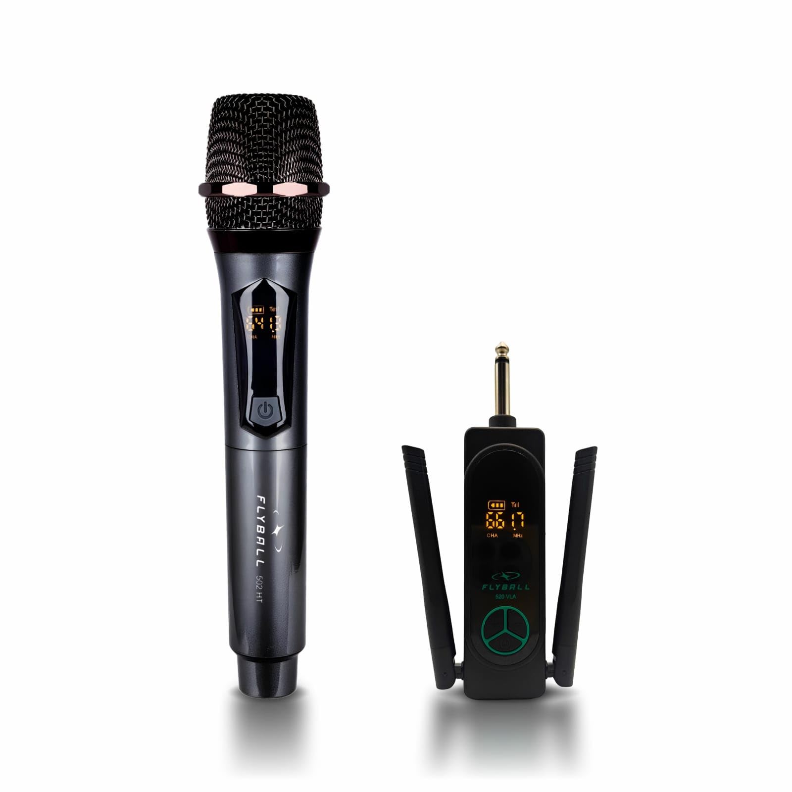 FLYBALL Single UHF Wireless Microphone with Double Antenna Receiver | Handheld Dynamic Mic for Karaoke, DJ, Stage, Church, PA Sy