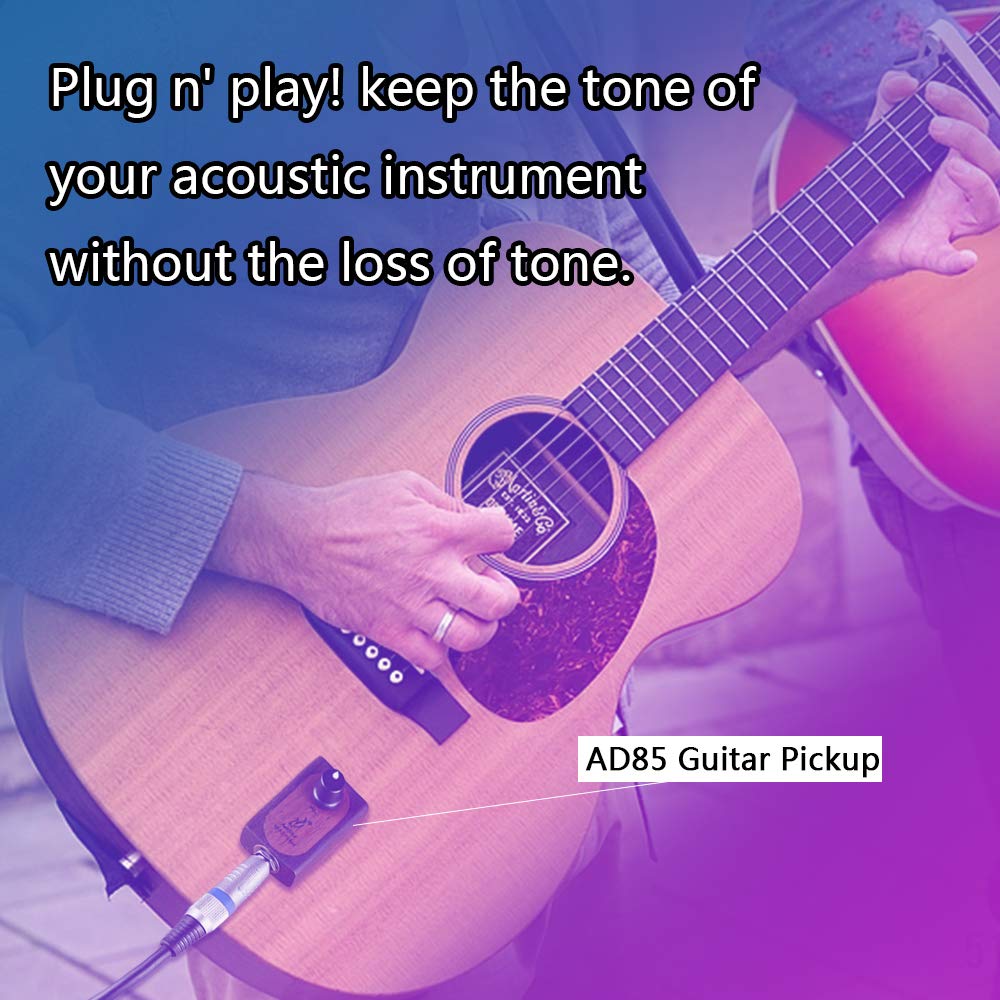 Adeline piezo transducer pickup very convenient for Acoustic Classical Guitar Ukulele Violin Cello Mandolin Banjo etc,The sound