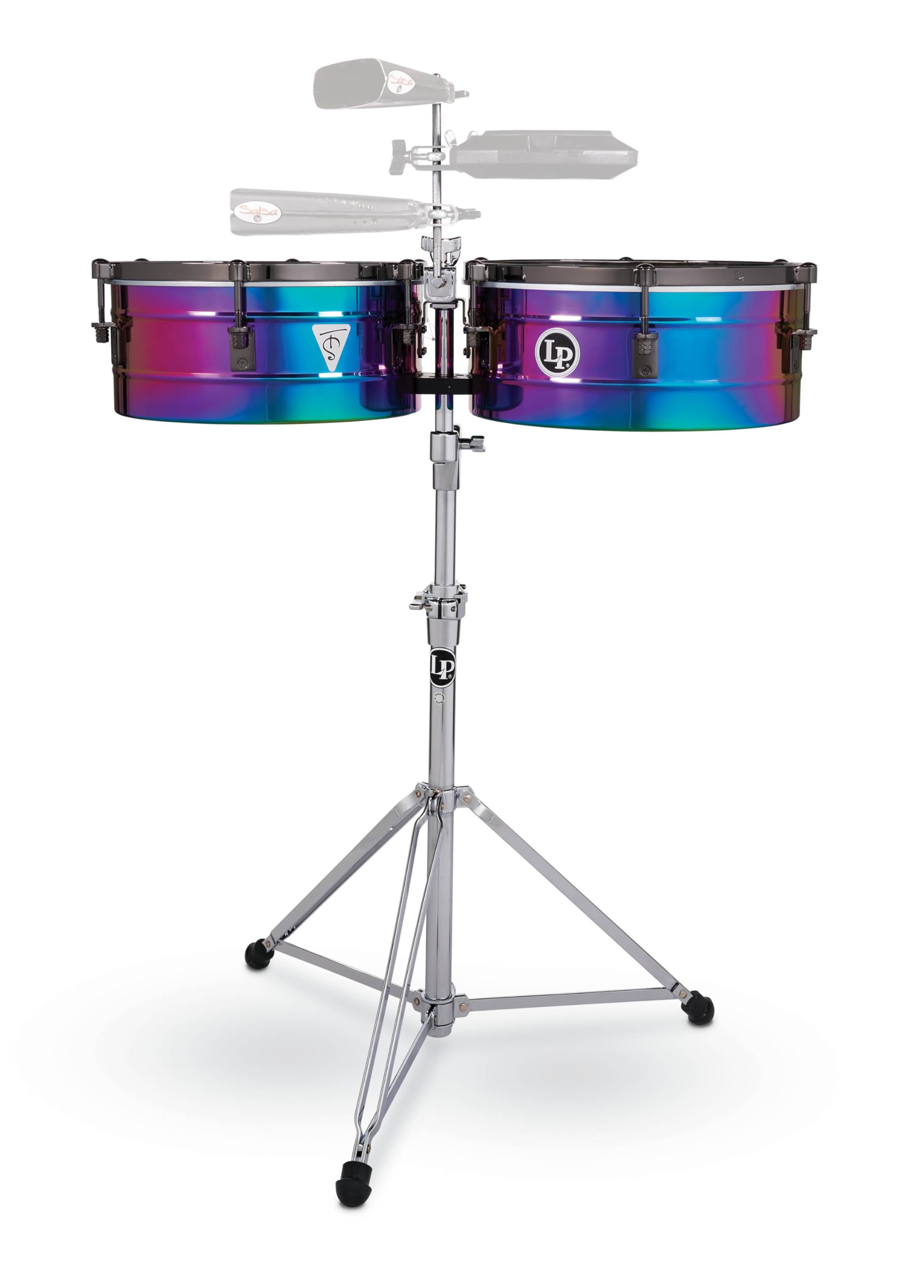 Latin Percussion Tony Succar Signature Timbale - Rainbow Chrome - Black Chrome Hardware