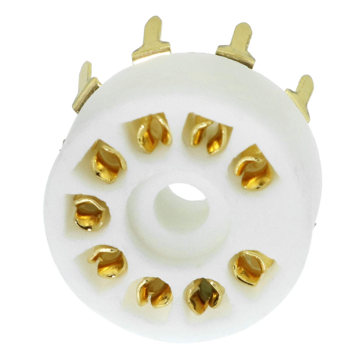 SQXBK 4PCS B9A Ceramic 9 Pin Gold PCB Tube Socket for 12AX7/ECC83/6922/6n11
