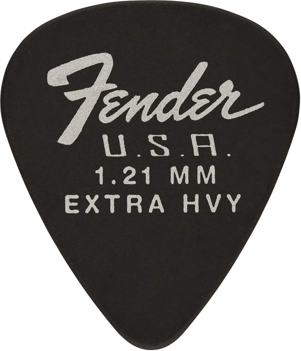 Fender Dura-Tone Delrin Guitar Picks 351 Shape, Black, 1.21Mm, 12-Pack